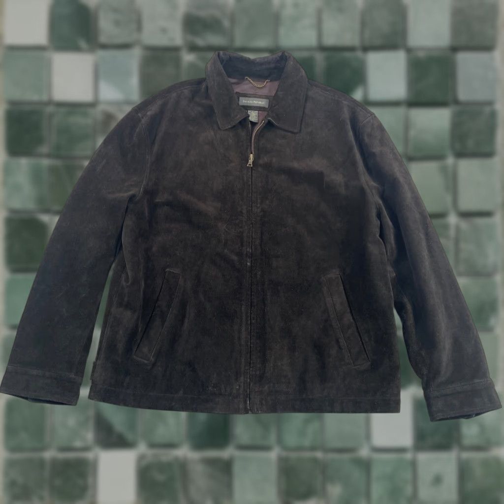 Banana Republic VINTAGE Banana Republic Bomber Jacket Men XL Chocolate Brown Suede Leather Lined Size US XL / EU 56 / 4 - 1 Thumbnail