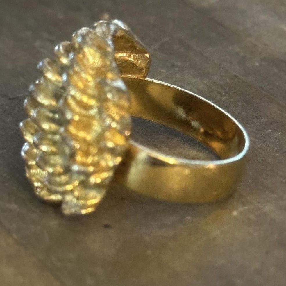 Vintage Vintage gold tone chunky rope ring Size ONE SIZE - 2 Thumbnail