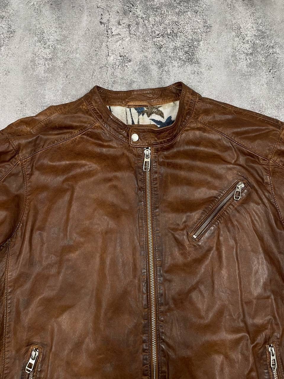 Milestone Milestone Vintage Men Leather Jacket Brown Zip Up Size US XL / EU 56 / 4 - 2 Thumbnail