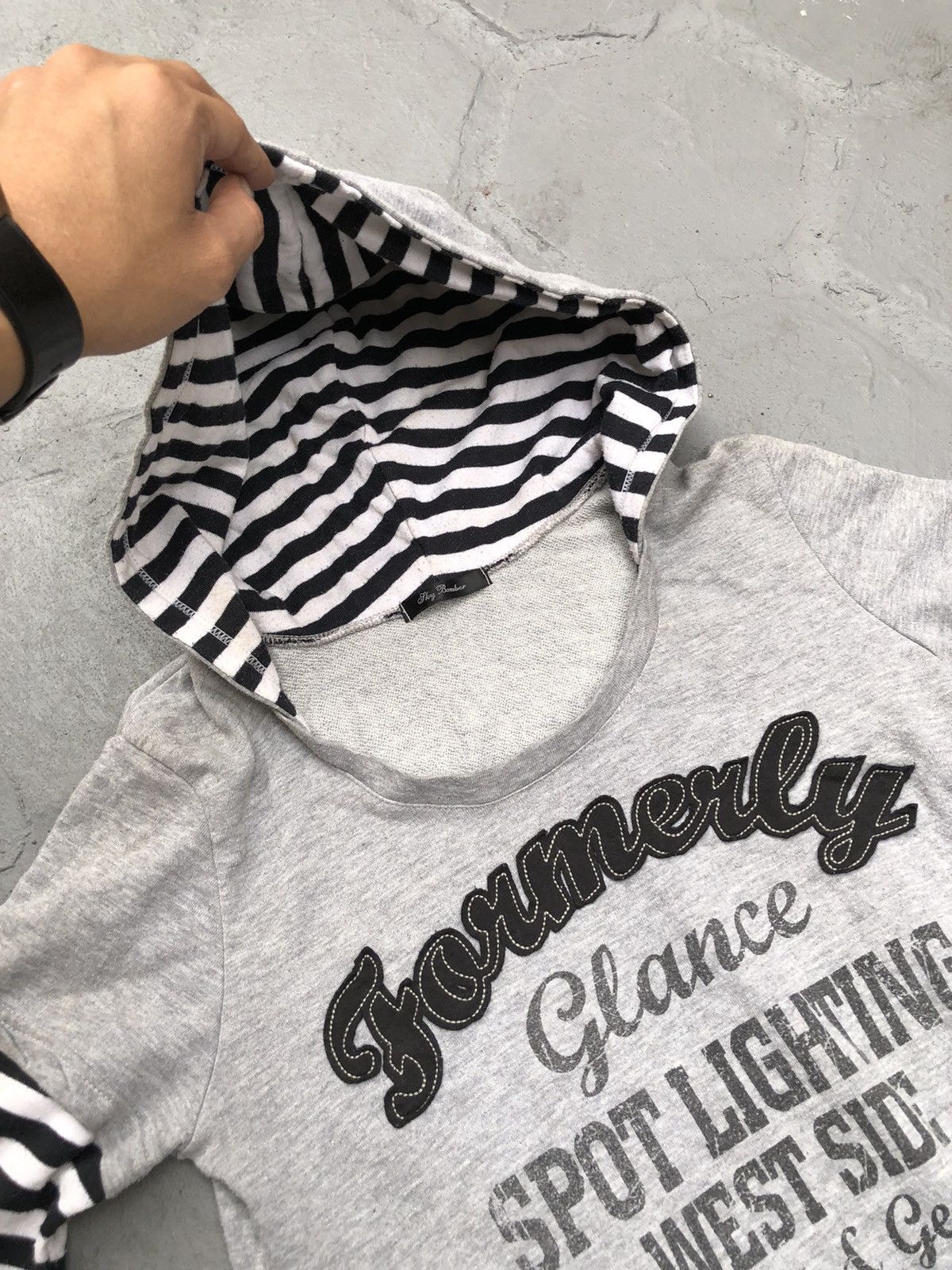 Japanese Brand Gray Hoodie Long Sleeve Striped Unisex Size L / US 10 / IT 46 - 6 Thumbnail