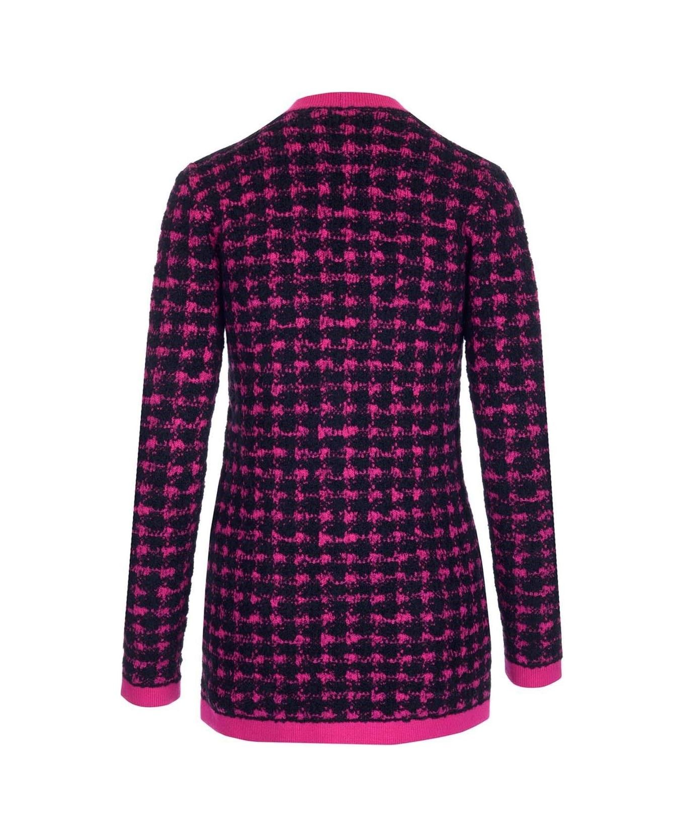 o1y0126 Cardigan in Fuchsia/Black