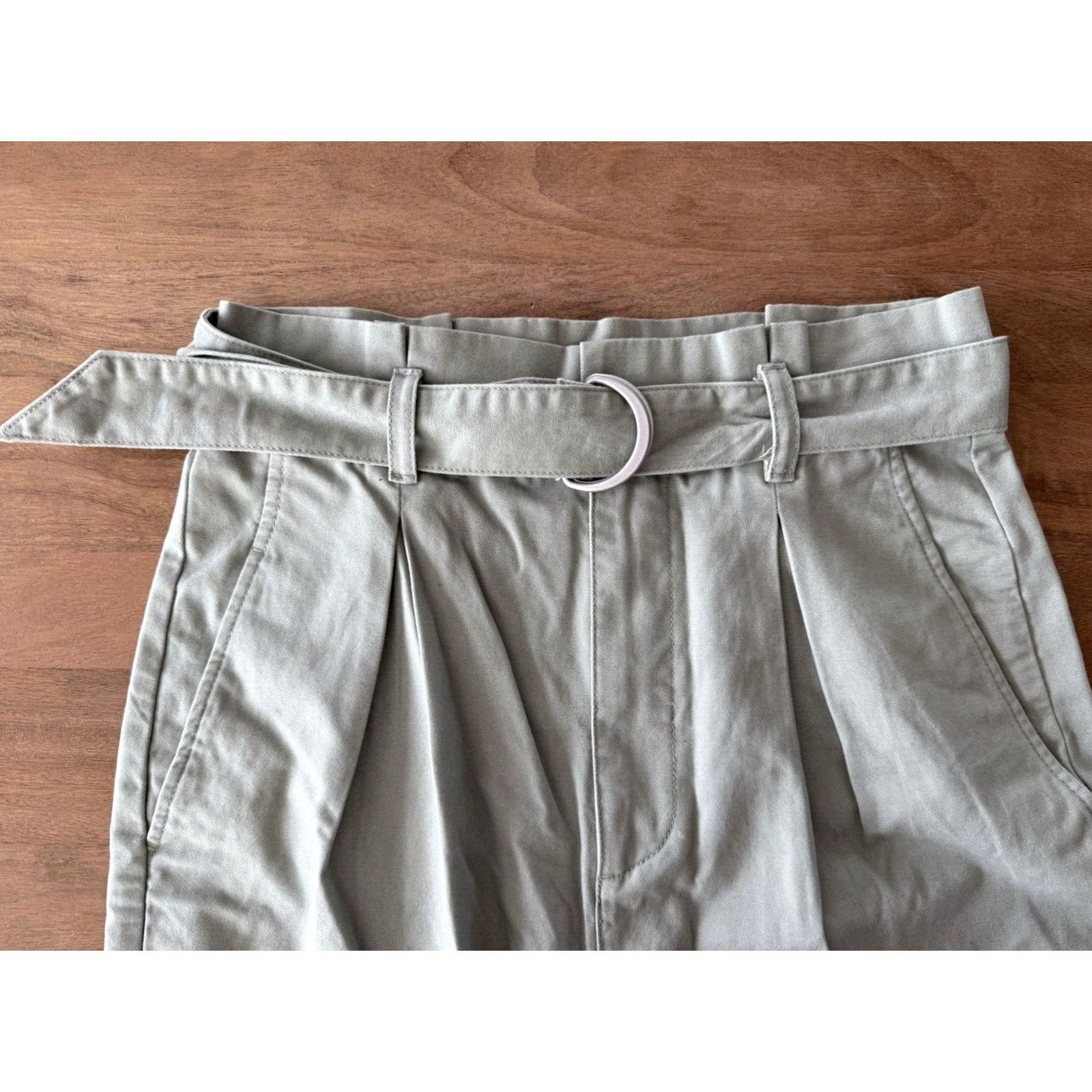 Vintage Sunday Best Cargo Pants Womens Size 6 Sage Green Belted Twill Cotton High Rise Regular Tapered 90s Bohemian City Grunge Hip Hop Y2K Style pants Size 28" / US 6 / IT 42 - 4 Thumbnail