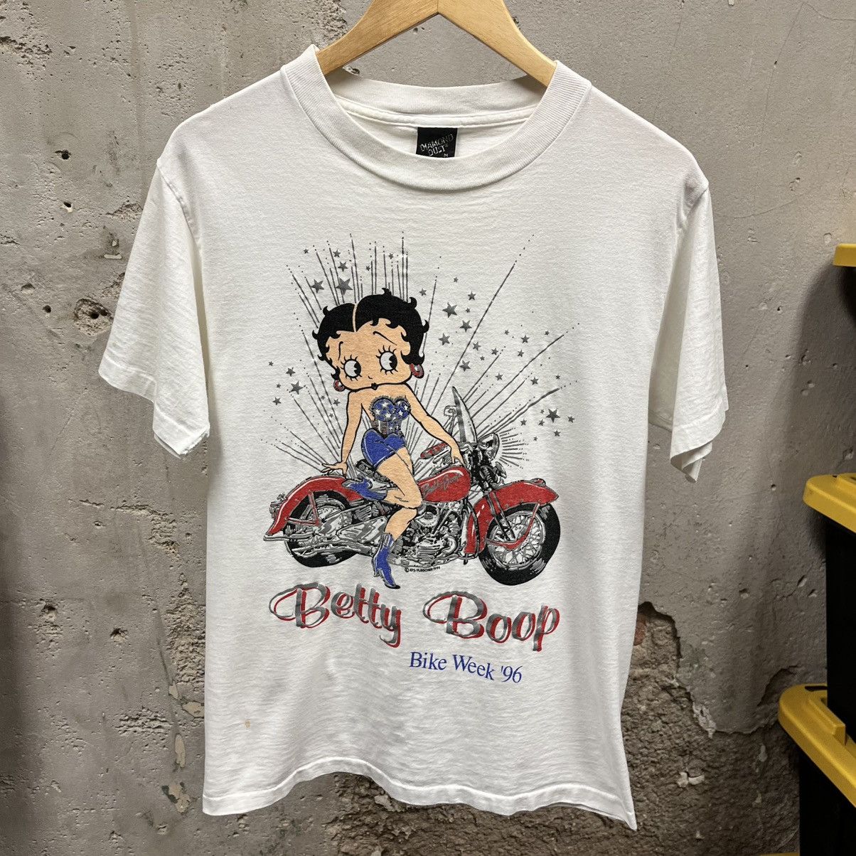 Vintage Vintage 90s 1996 Betty Boop Bike Week Glitter Biker T-Shirts Size US M / EU 48-50 / 2 - 1 Thumbnail