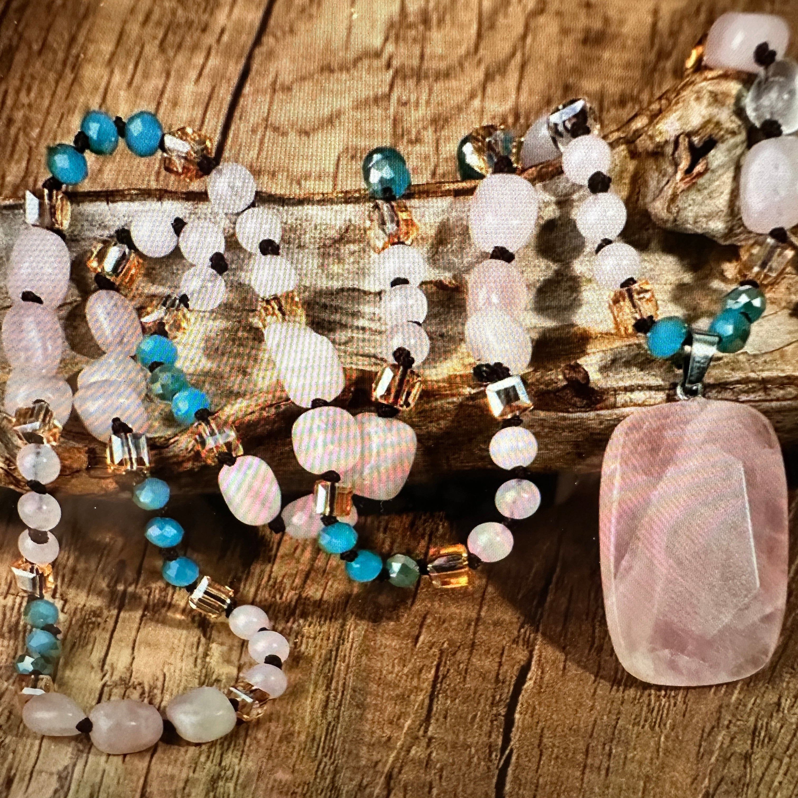 Other Bohemian Natural Pink Quartz Pendant Necklace | Handcrafted Size ONE SIZE - 9 Thumbnail
