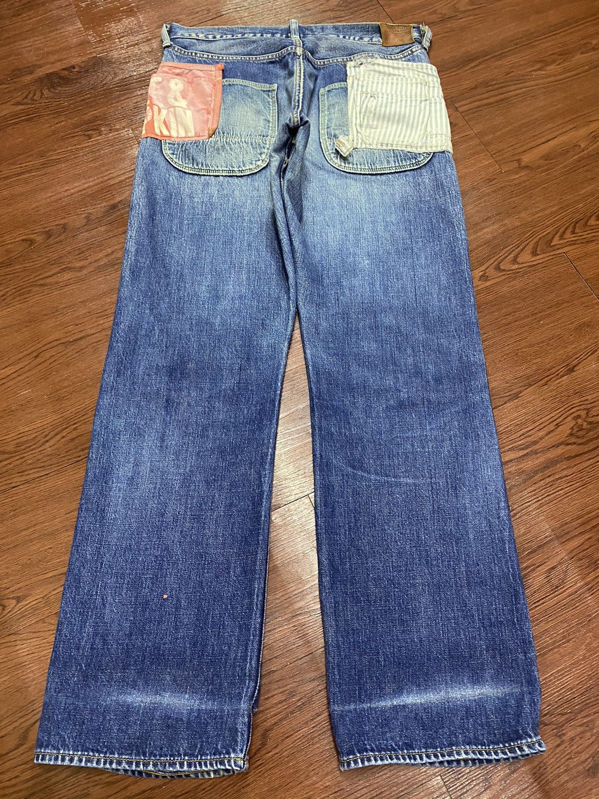 Vintage Vtg Japanese Denim Dungaree Selvedge Faded Wash Loose Jeans Size US 31 - 2 Thumbnail