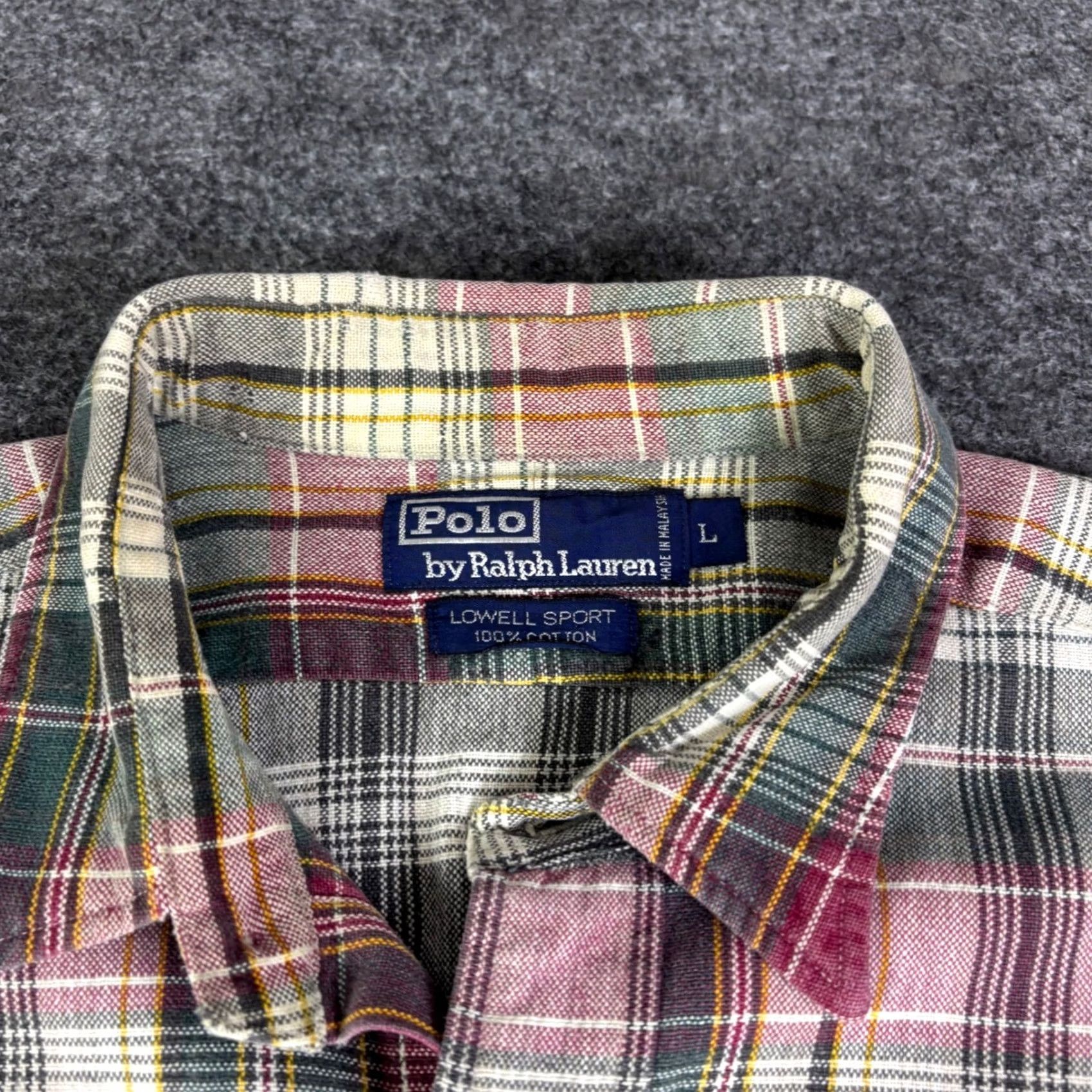 Polo Ralph Lauren Polo Ralph Lauren Lowell Sport Plaid Shirt Mens L Burgundy Green Cotton Buttons Embroidered Collared Long Sleeve Vintage No Size US L / EU 52-54 / 3 - 5 Thumbnail