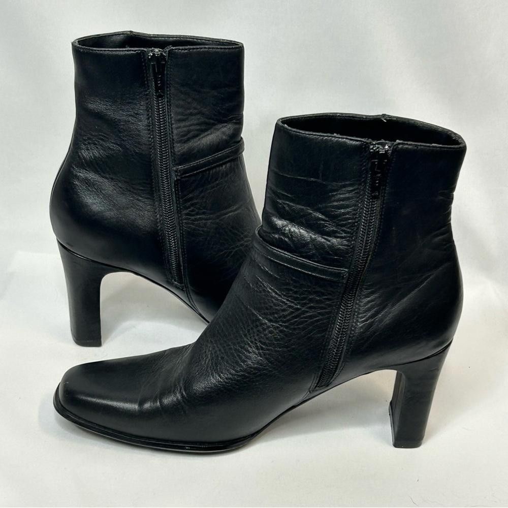Designer Hillard & Hanson Black Leather Ankle Boots, Techno, 9 Size US 9 / IT 39 - 5 Thumbnail
