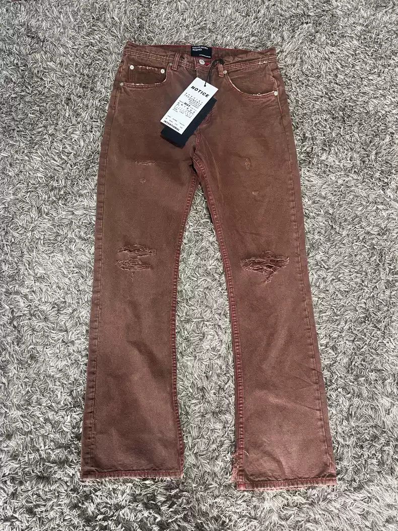 image of Enfants Riches Deprimes 23Fw Brown Embroidery Destroys Old Tooling Flared Jeans, Men's (Size 31)