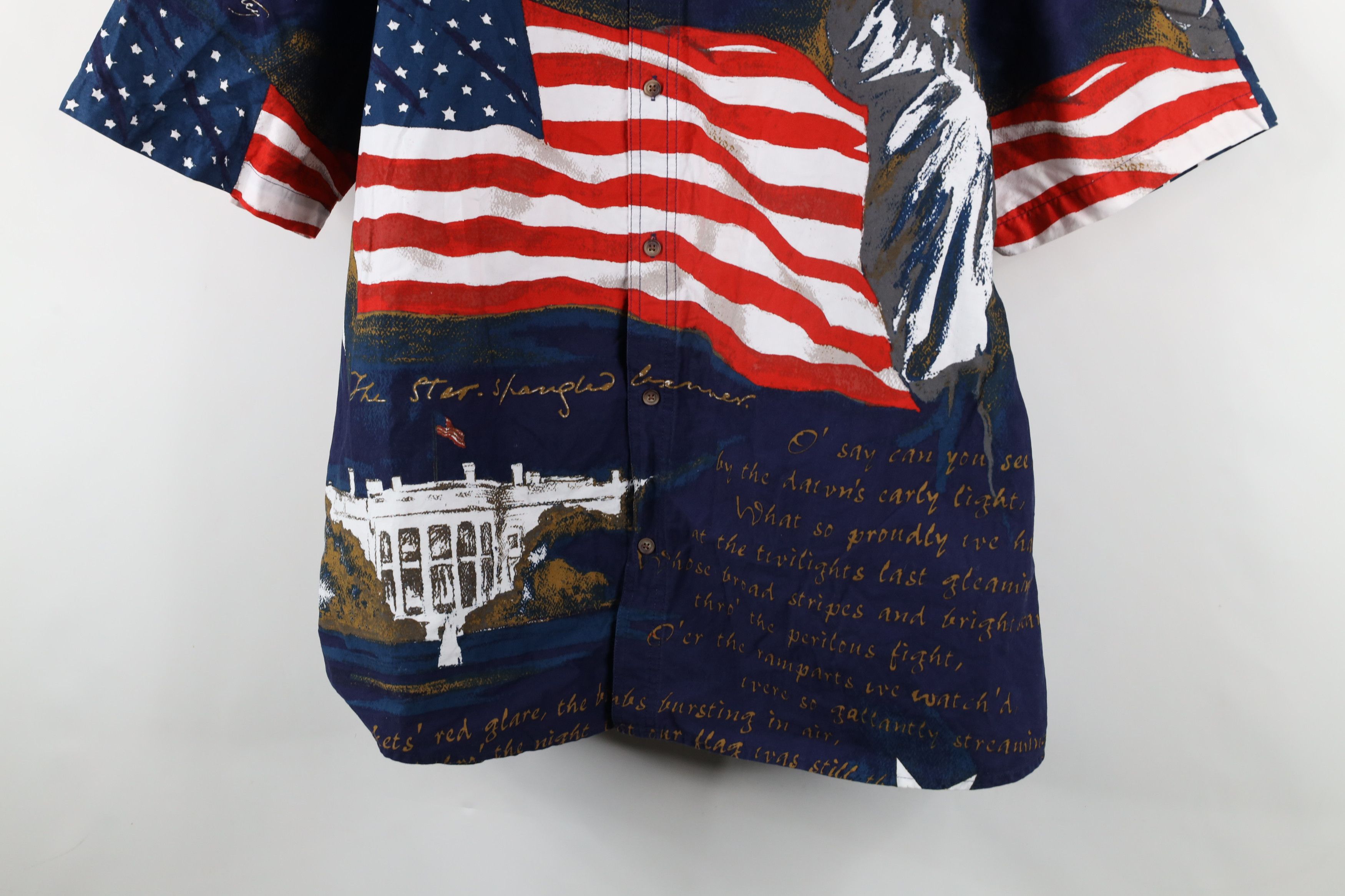 Vintage Vintage 90s Streetwear Flag Statue of Liberty Button Shirt Size US XXL / EU 58 / 5 - 3 Thumbnail