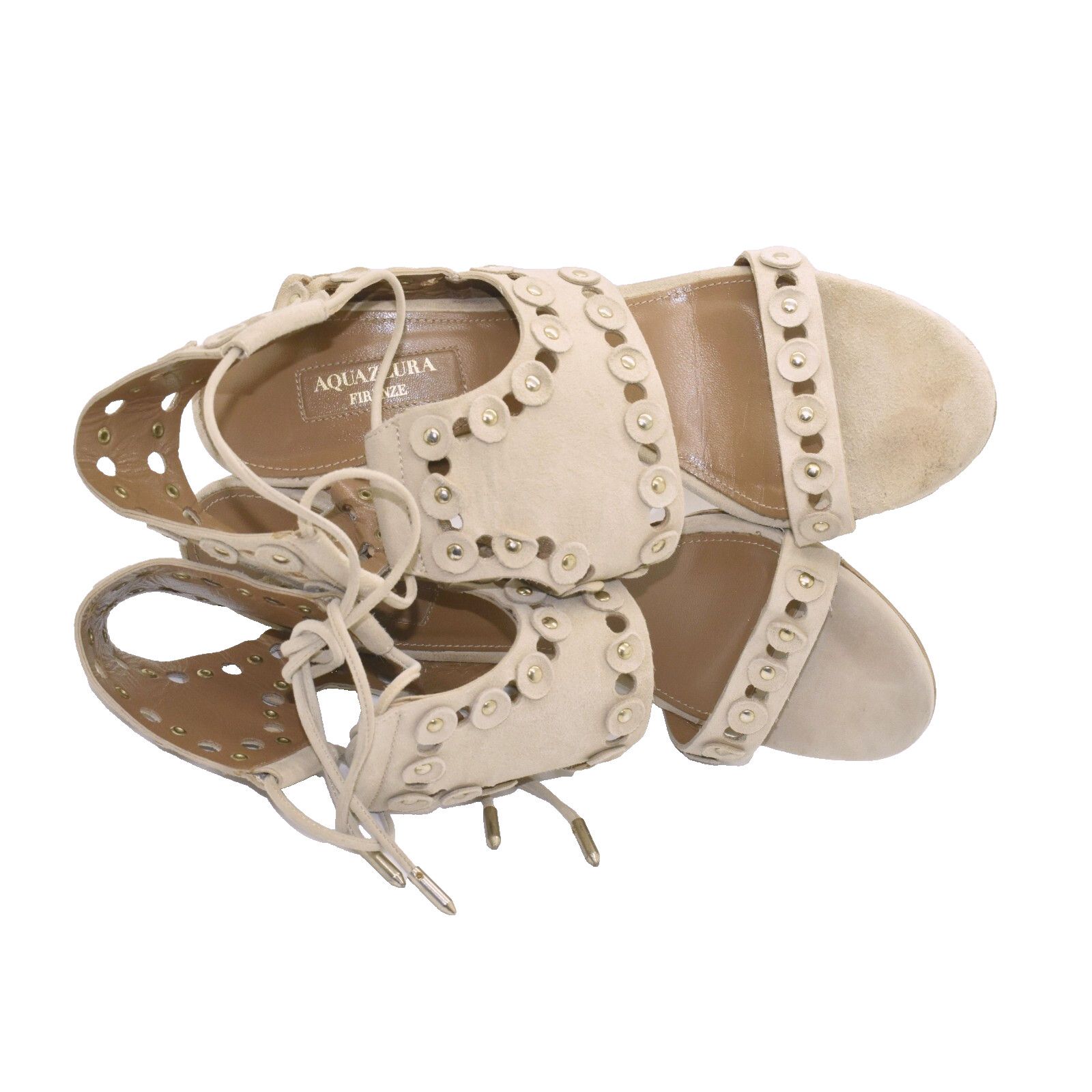 Aquazzura AQUAZZURA Suede Studded Vamp Straps Lace Up Sandal Heel 38.5 Size US 8.5 / IT 38.5 - 4 Thumbnail