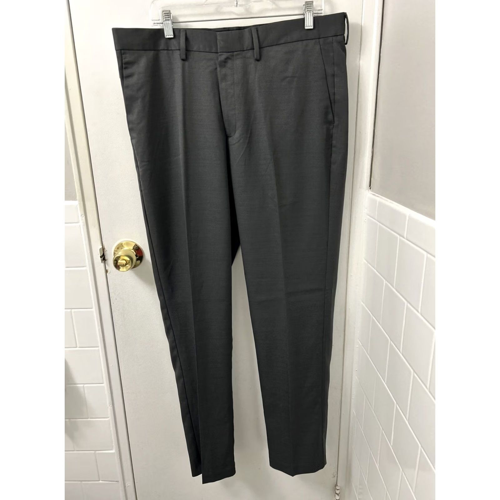 Kenneth Cole KENNETH COLE REACTION Pants Mens 36x32 Gray Slim Flat Front Stretch YKK Front Slit Size US 36 / EU 52 - 2 Thumbnail