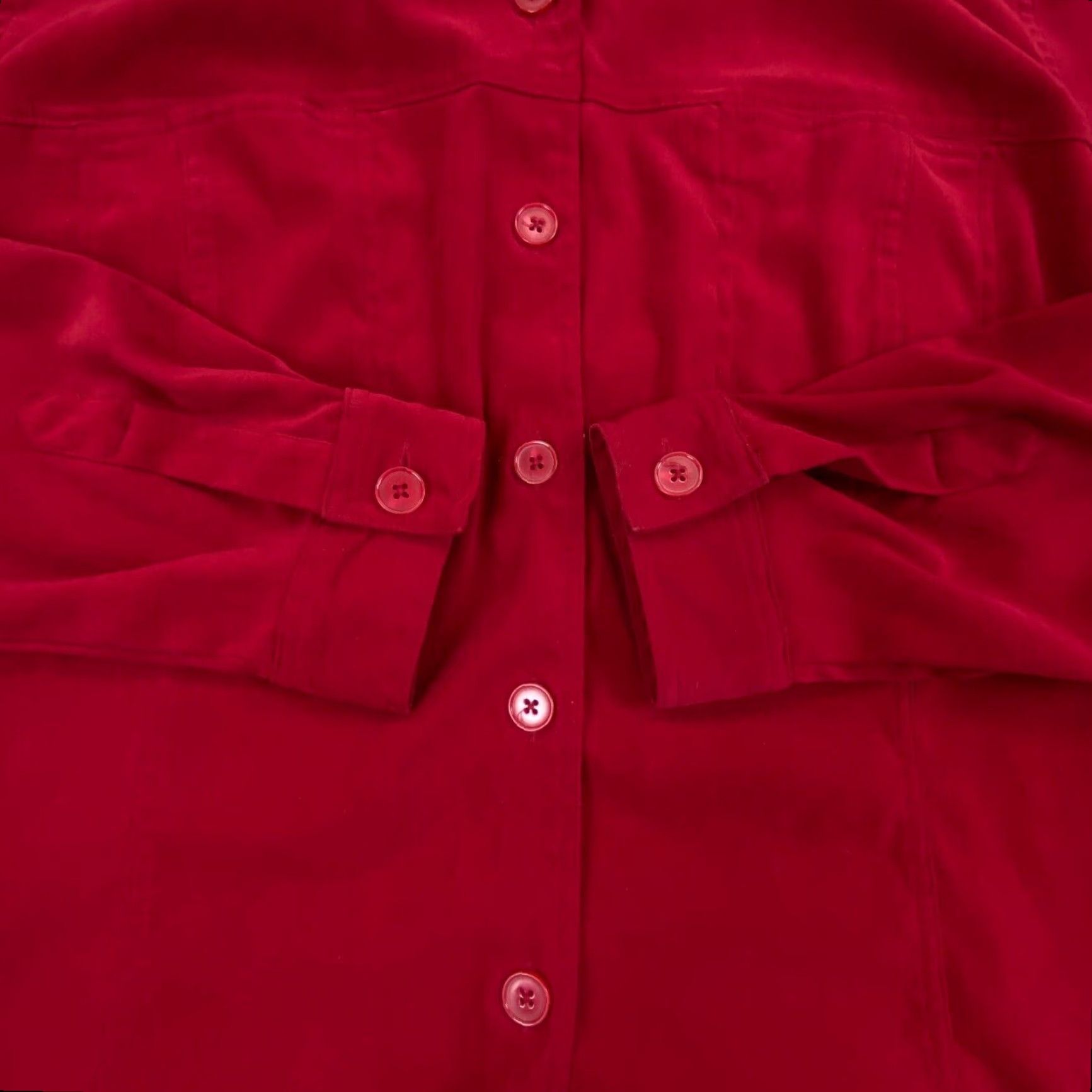 Velvet Venezia Jeans Womens Red Velour Button Up Shirt 26 Plus Long Sleeve Loose Fit Polyester Size 4XL / US 24-26 - 7 Thumbnail
