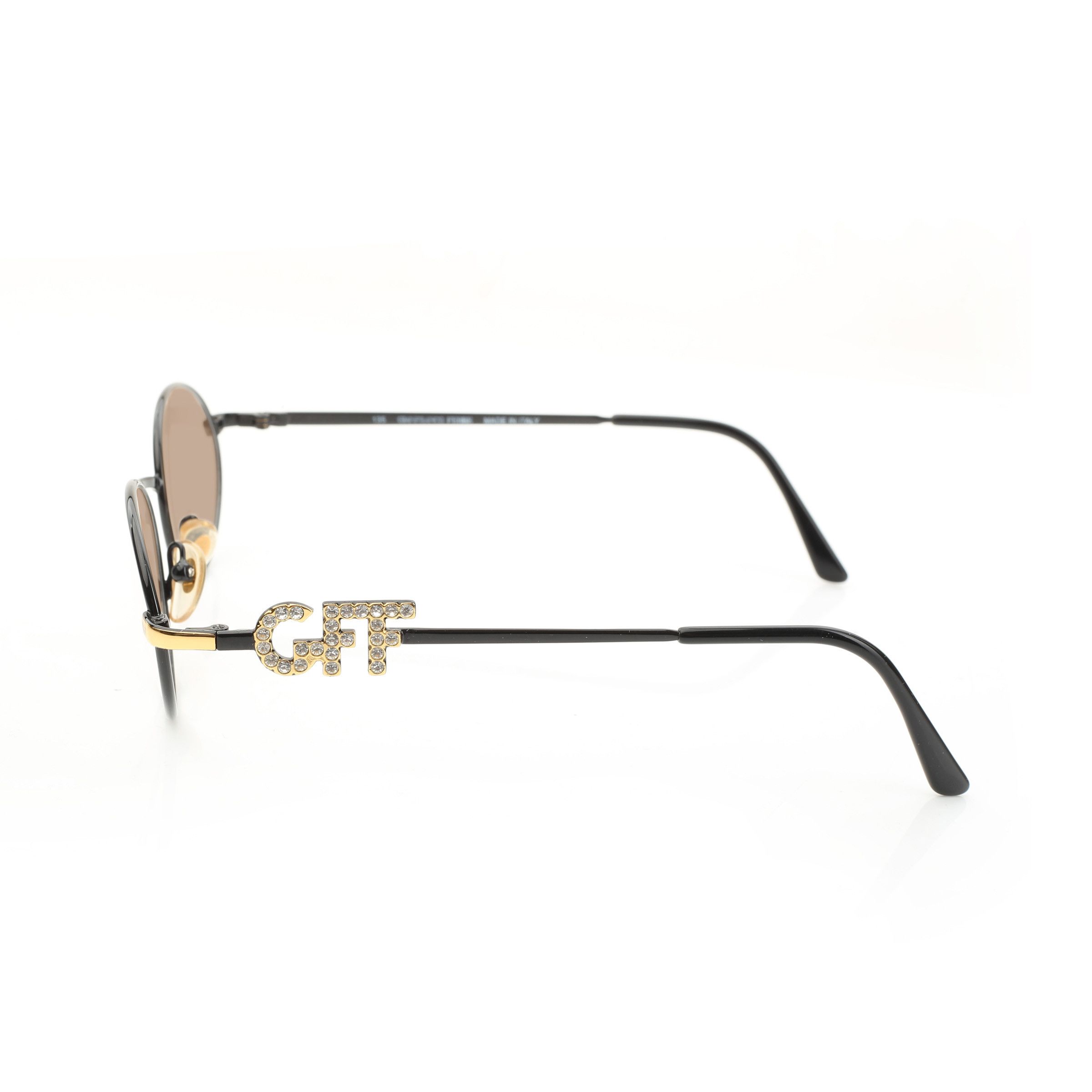 Gianfranco Ferre Gianfranco Ferre '90s Crystal Signature Blk Oval Sunglasses Size ONE SIZE - 2 Thumbnail