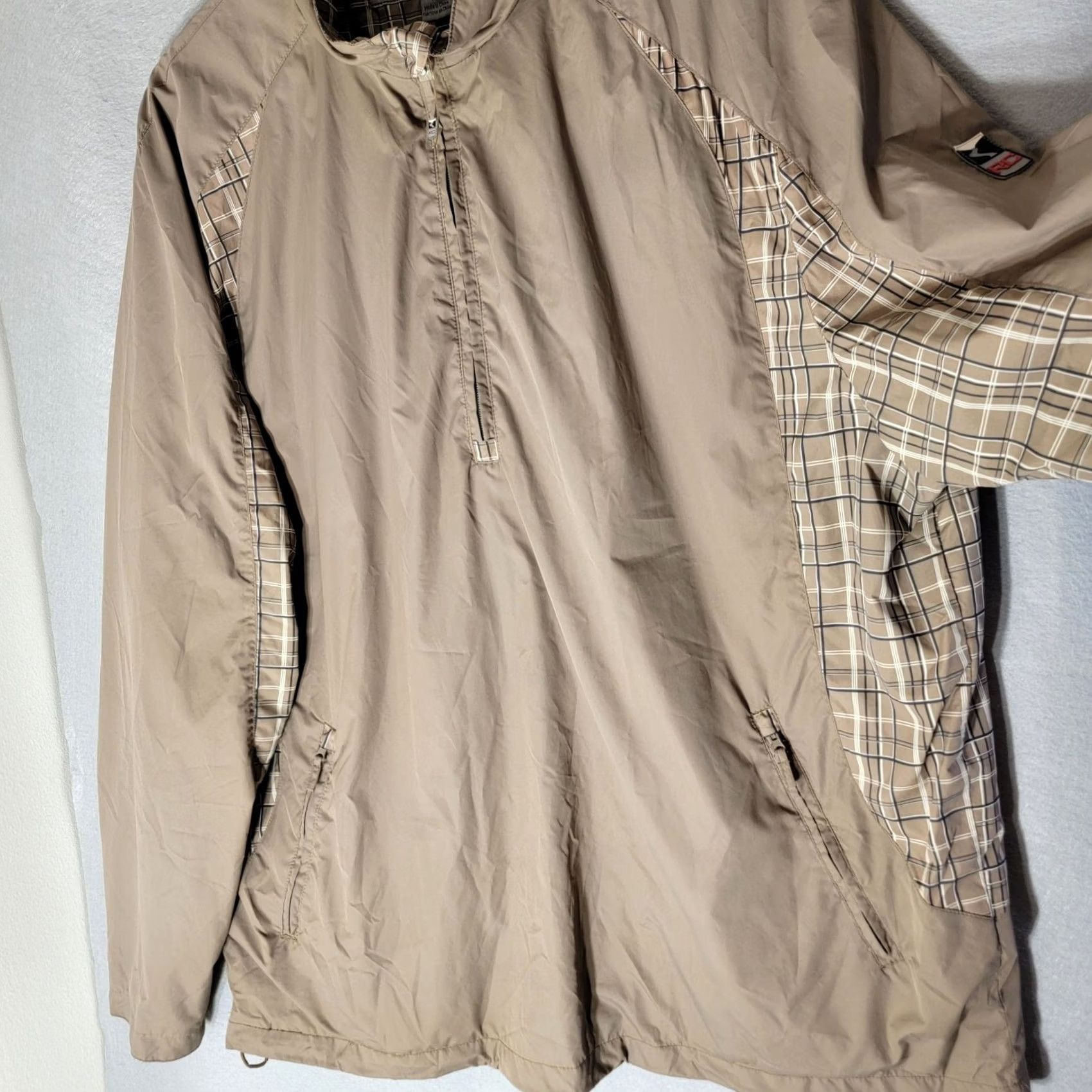 Vintage Rae's Creek Mens Jacket Windbreaker Waterproof Plaid 1/4 Zip Packable Gorpcore Sz XL Tan Size US XL / EU 56 / 4 - 3 Thumbnail