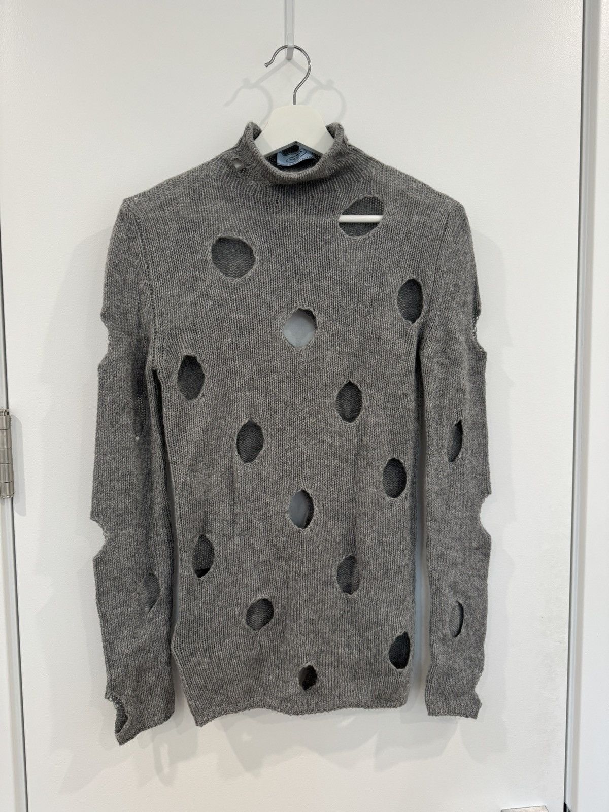 Prada Prada Shetland Wool Turtleneck Sweater decorative holes Size XS / US 0-2 / IT 36-38 - 1 Thumbnail