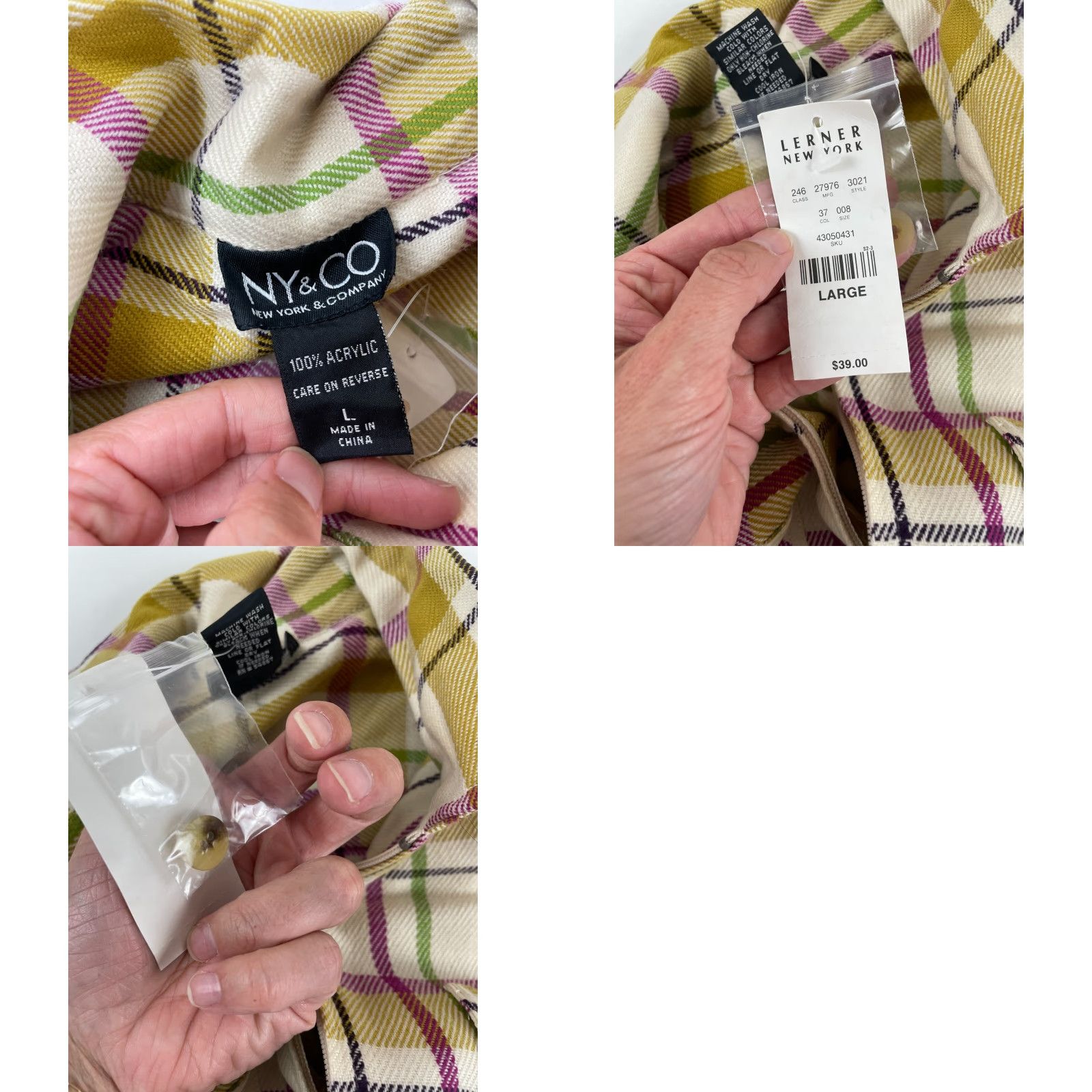 Vintage New York & Company Shacket Shirt Womens Large Mustard Button Up Pocket Flaps NWT Size L / US 10 / IT 46 - 8 Thumbnail