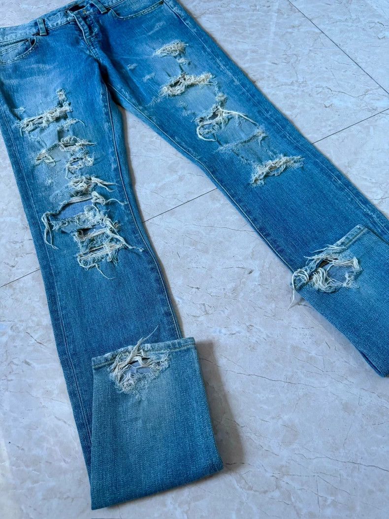 Yves Saint Laurent Saint Laurent 14SS Cat Claw Erosion Big Destruction Blue J Size US 28 / EU 44 - 3 Thumbnail