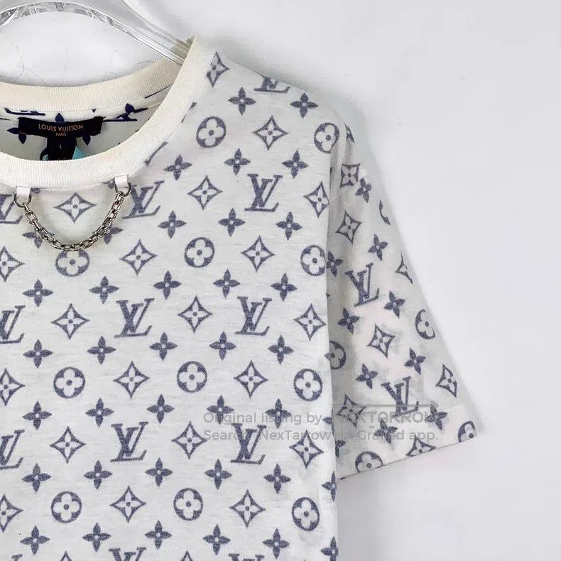 Louis Vuitton Louis Vuitton White presbyopic full print cotton short sle Size US L / EU 52-54 / 3 - 3 Thumbnail