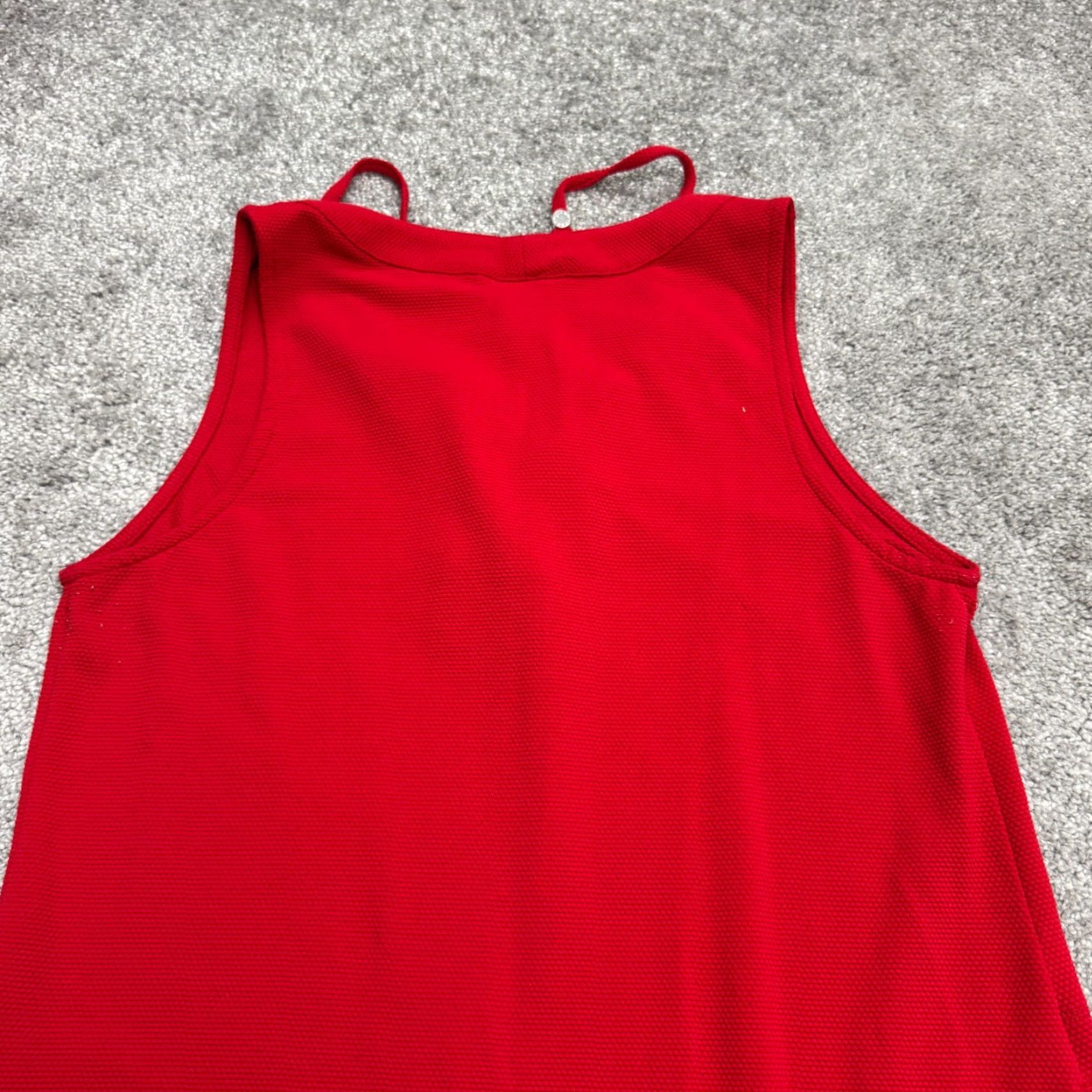 Tommy Bahama Tommy Bahama Dress Womens Small Red Sleeveless Knee Length V-Neck Tie Neckline Shirt Dress Casual Workwear Size S / US 4 / IT 40 - 6 Thumbnail