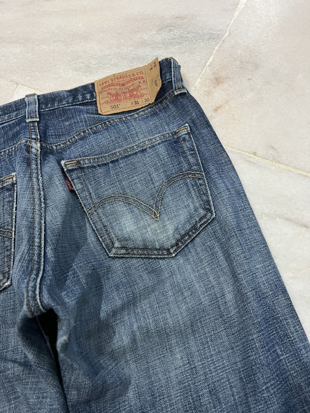 Levi's × Levi's Vintage Clothing 💥Rare 90’s style Levis 501 Kurt Corbain Distress Washed Jean Size US 31 - 16 Thumbnail