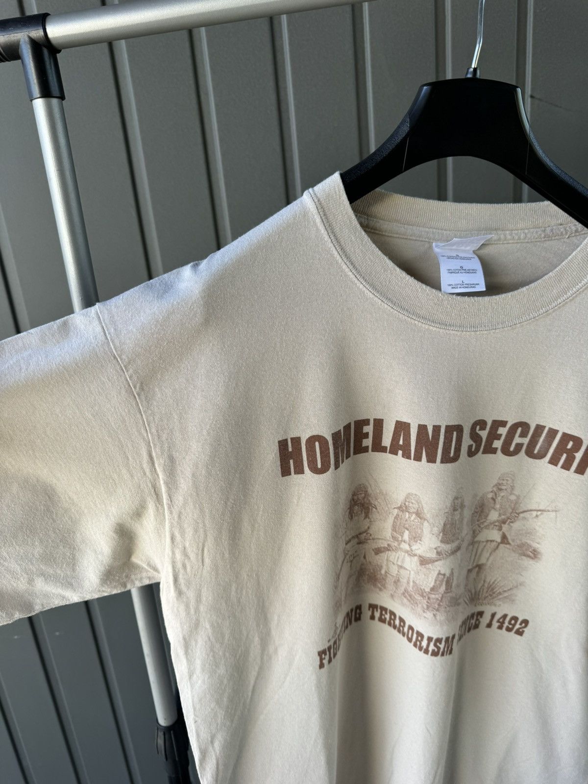 Vintage Vintage Homeland Security T Shirt Native Americans Humor Y2k Size US XL / EU 56 / 4 - 4 Thumbnail