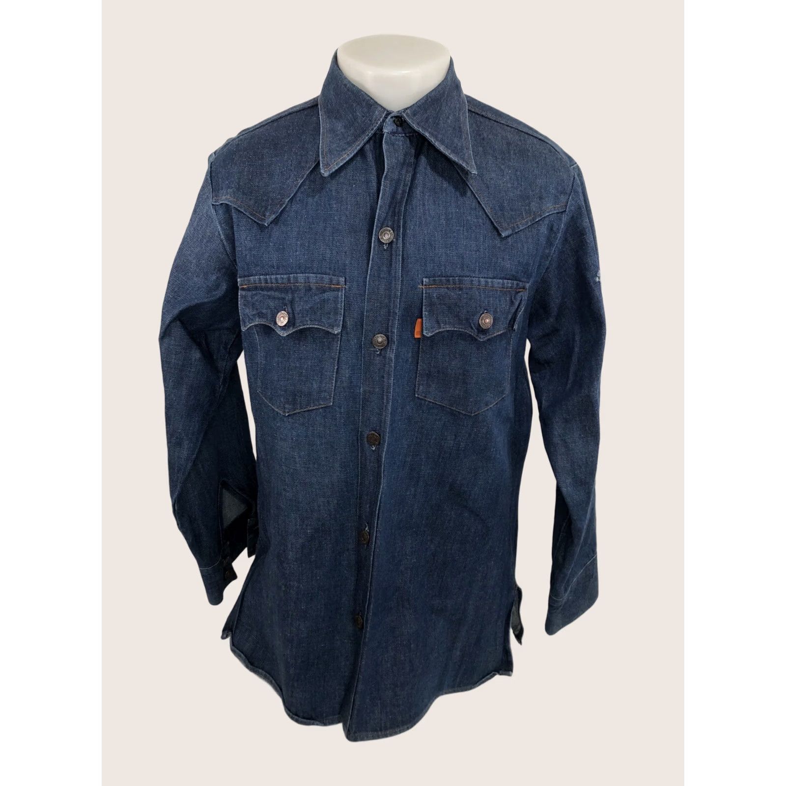 Levi's VINTAGE Levi's Western Denim Shirt Mens L Blue Collared Long Sleeve Button-Up Leather Butterfly? Size US L / EU 52-54 / 3 - 1 Thumbnail