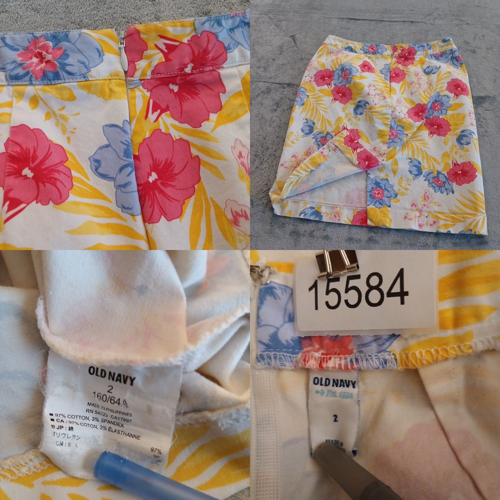 Old Navy Old Navy Skirt Women Knee Length Yellow Floral Cotton Blend 2 Slit Pencil Vintage No Mens Womens Girls Size 26" / US 2 / IT 38 - 8 Thumbnail