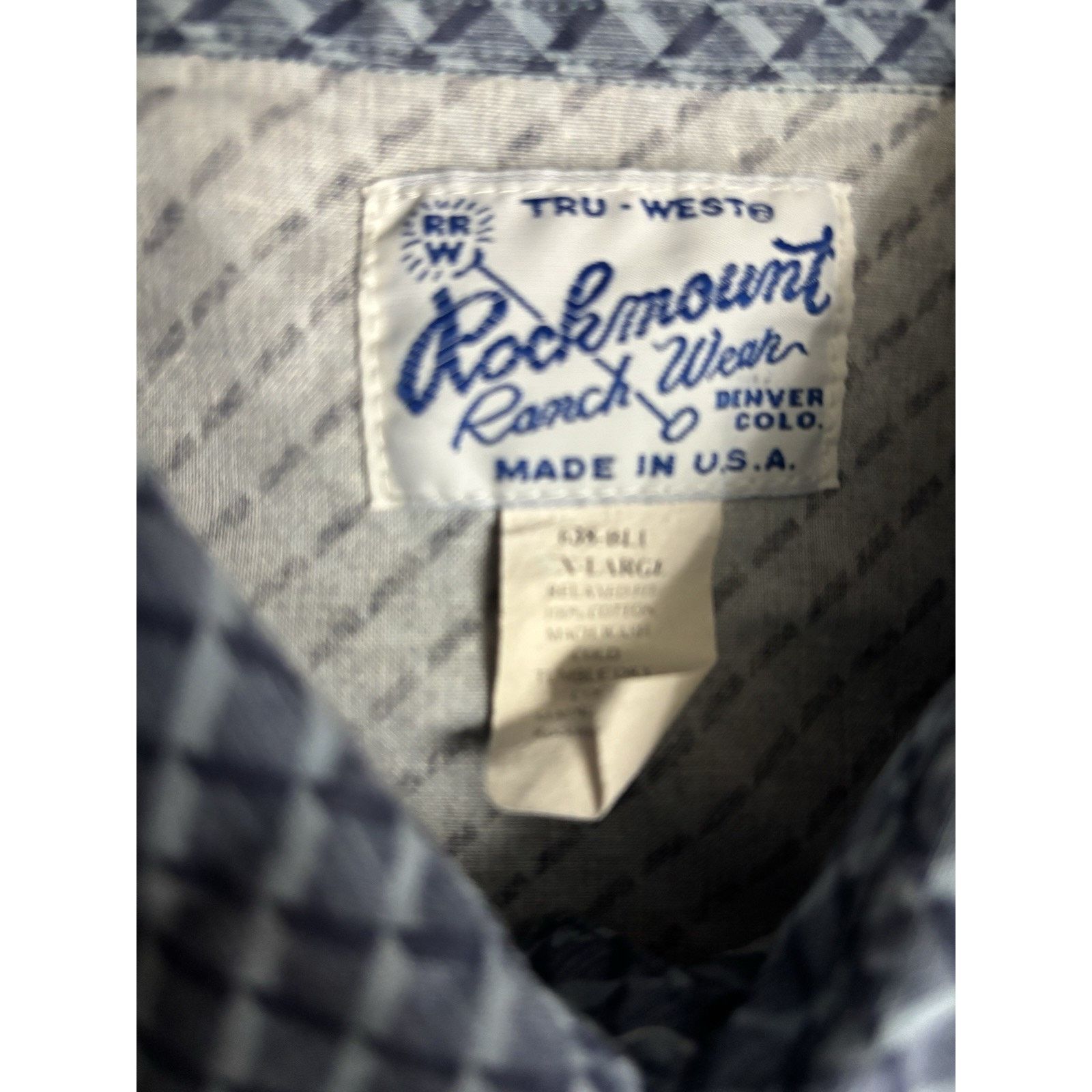 Rockmount Ranch Wear Vtg Rockmount Ranch Wear Western BlueDiamond Snap XL TruWest Size US XL / EU 56 / 4 - 7 Thumbnail