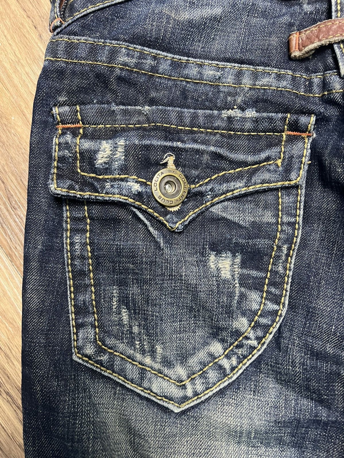 If Six Was Nine Lolita Jeans Y2K Vintage Distressed Bootcut Denim Pants (41) Size 26" / US 2 / IT 38 - 17 Thumbnail