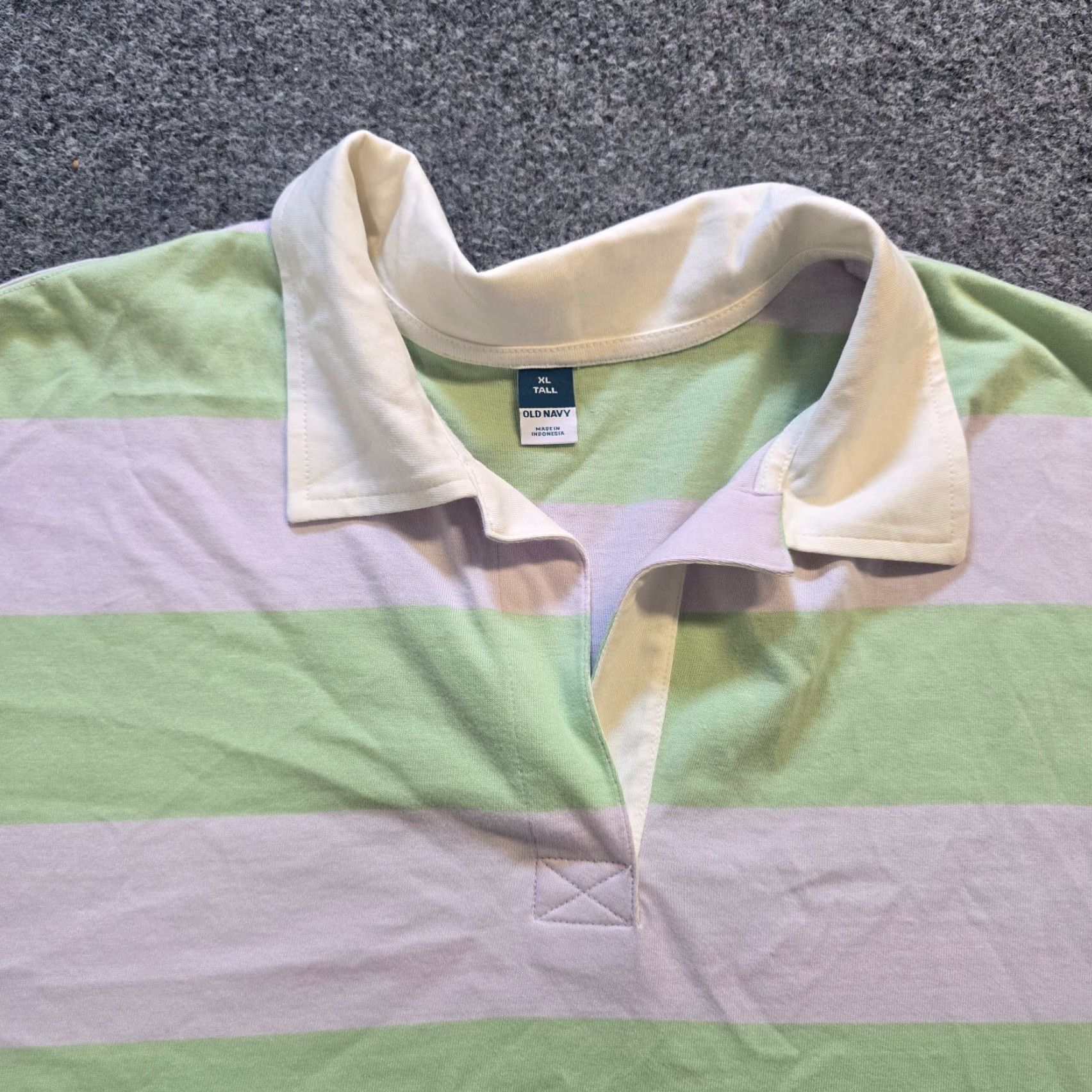 Old Navy Old Navy Top Women XL Tall Green Striped Long Sleeve Crop Casual Basic Knit Polyester? Size XL / US 12-14 / IT 48-50 - 2 Thumbnail