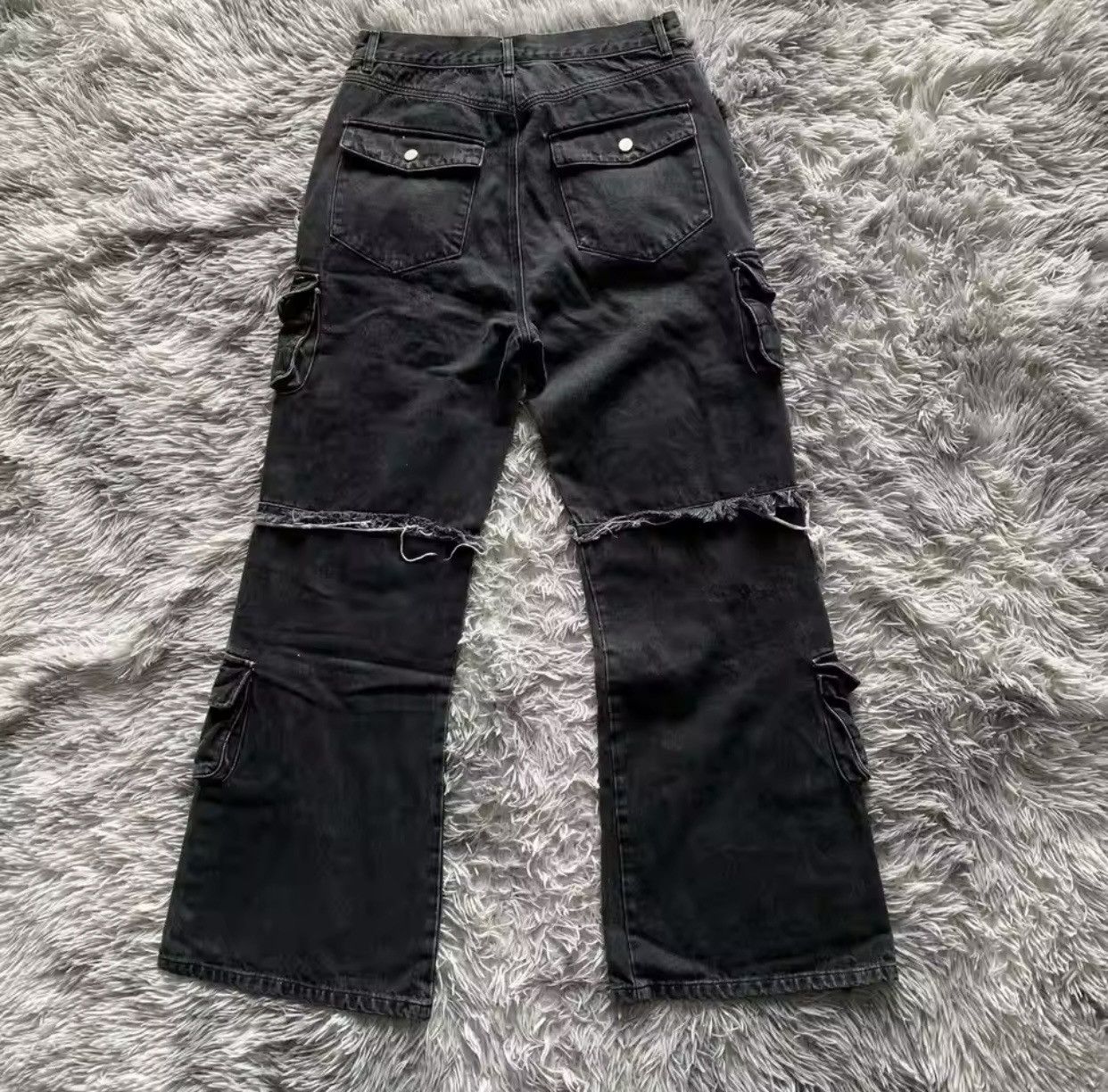 Denime × Jean Heavy Industry Punk Multi-Pocket Harajuku Washed Jeans Size US 33 - 2 Thumbnail