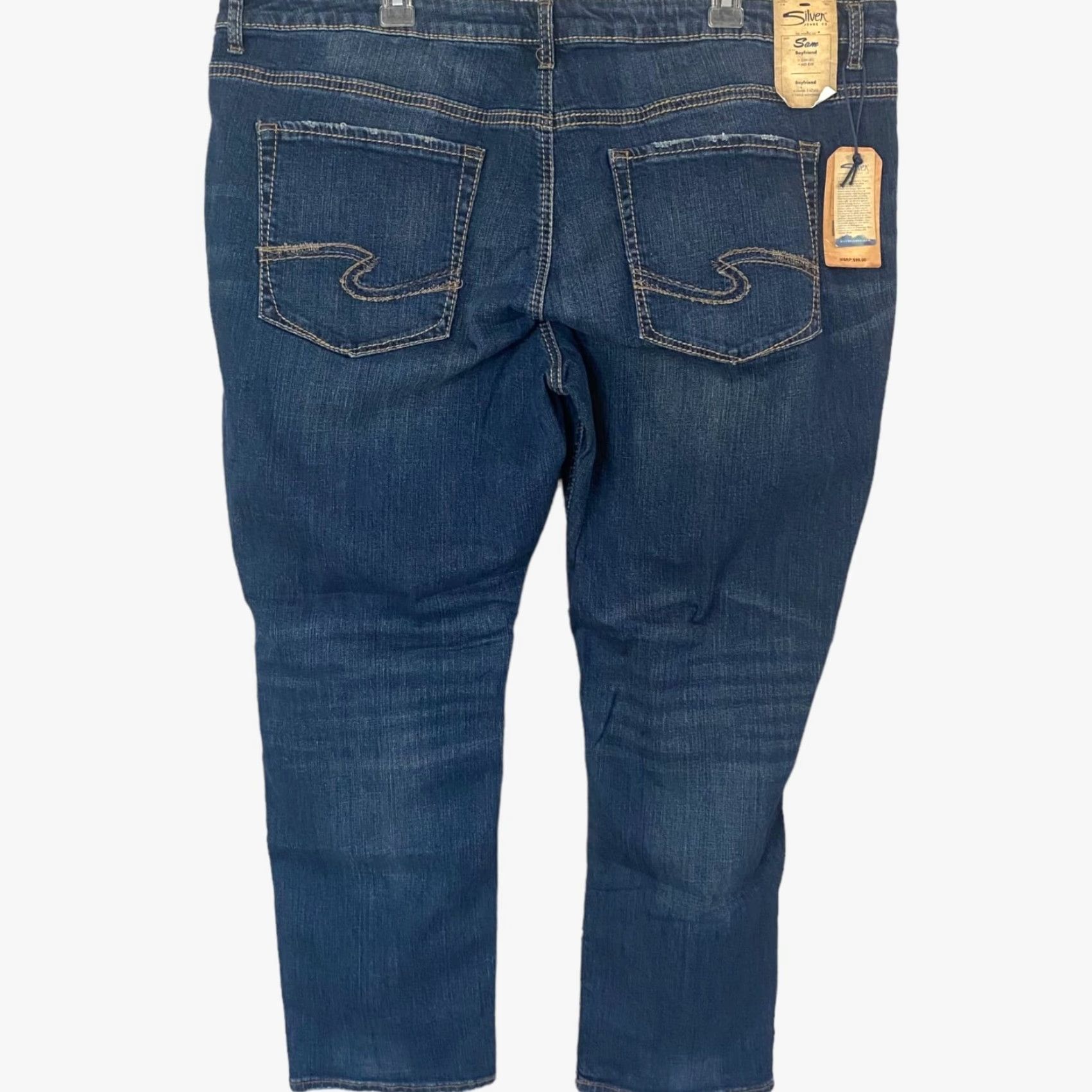 Silver Jeans Co. Silver Jeans Co Sam Boyfriend Jeans Blue 22 Womens Plus Size Slim Mid-Rise New Size 40" / US 18 - 3 Thumbnail