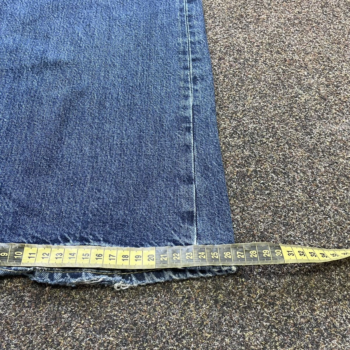Vintage Y2K Baggy Wide Leg Distressed Bootcut Jeans Thrashed Blue Size 34" / US 12 / IT 48 - 8 Thumbnail