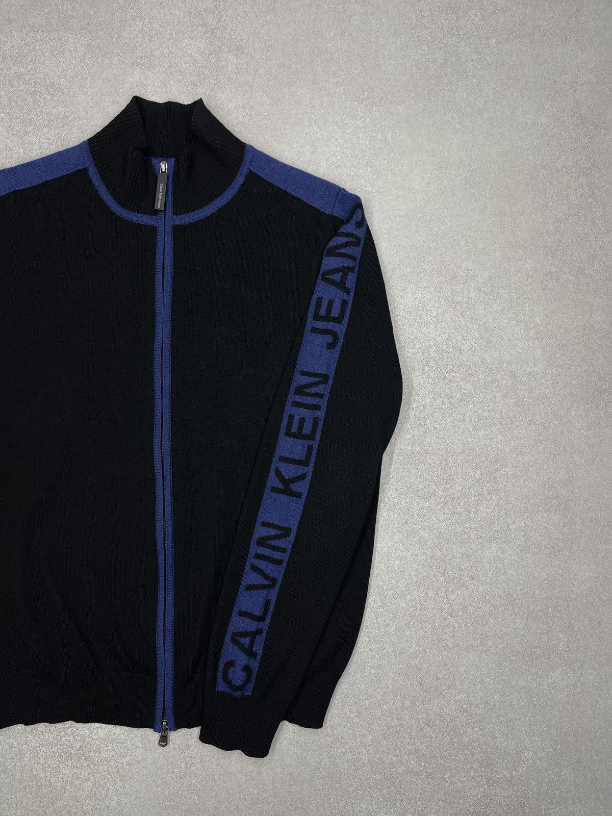 Calvin Klein Mens Calvin Klein Knitted Olympic Jacket Zip Black Big Logo Size US M / EU 48-50 / 2 - 3 Thumbnail