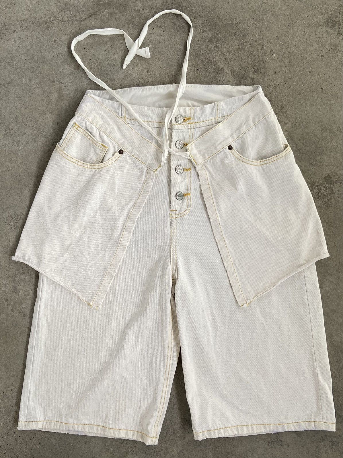 image of Maison Margiela Mm6 Layered Light Denim Short in White, Women's (Size 28)