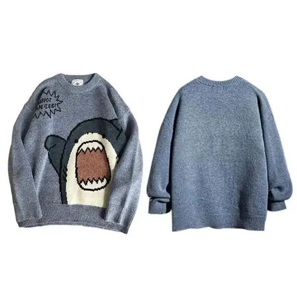 Japanese Brand Sweater Cartoon Shark Print Size US M / EU 48-50 / 2 - 4 Thumbnail