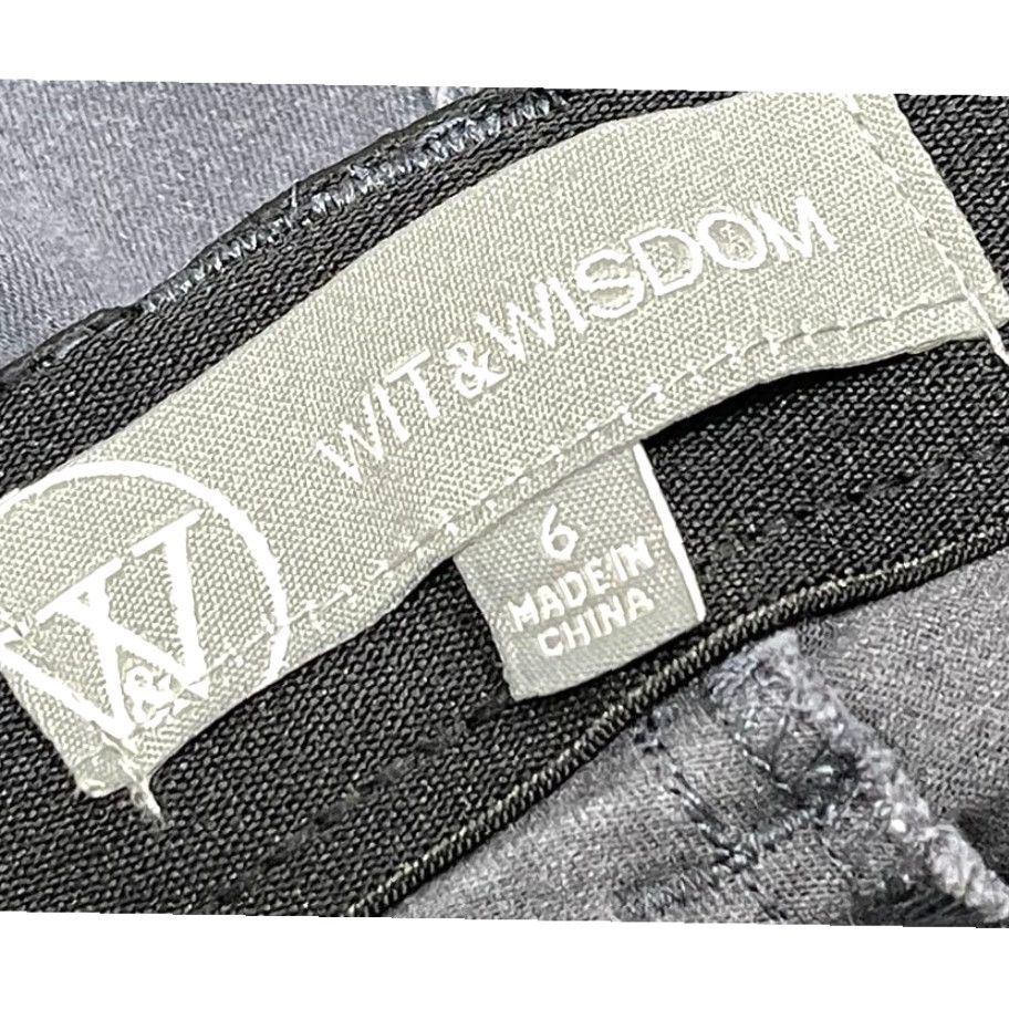 Vintage Wit & Wisdom Jeans Womens Size 6 Gray Denim Stretch Skinny Mid Rise 5-Pocket Leather Loop? No belt loops? (Caution: original mentions belt loops) Size 30" / US 8 / IT 44 - 3 Thumbnail