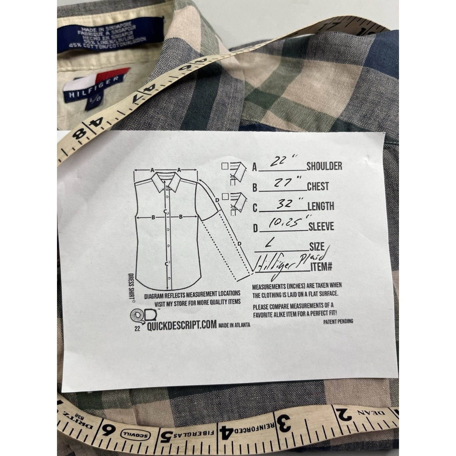Tommy Hilfiger Tommy Hilfiger Linen Blend Short Sleeve Button Down Plaid Sh Size US L / EU 52-54 / 3 - 8 Thumbnail