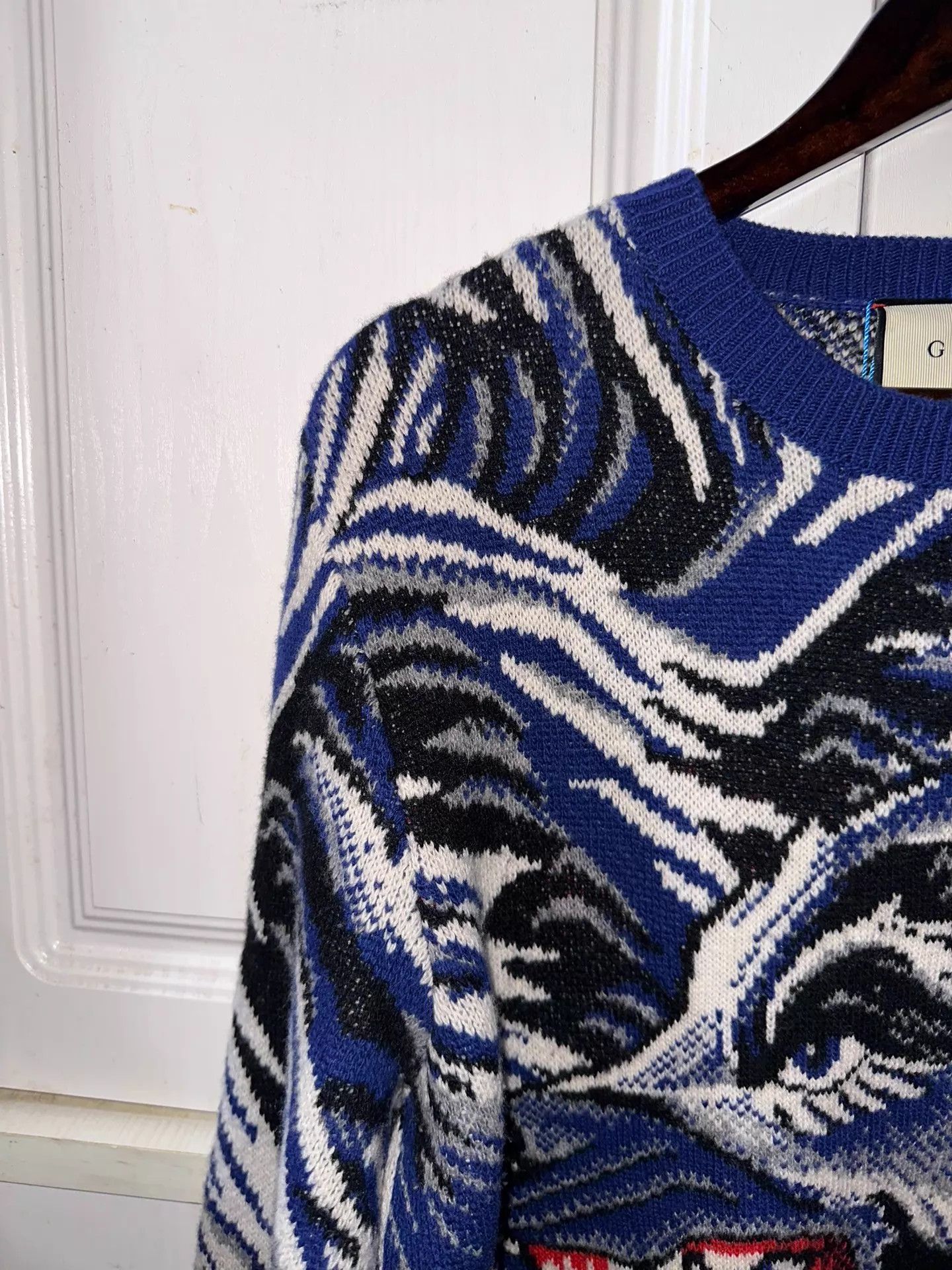 Gucci GUCCI Wolf Head Knit Wool Blue M Runway Sweatshirt Size US M / EU 48-50 / 2 - 4 Thumbnail