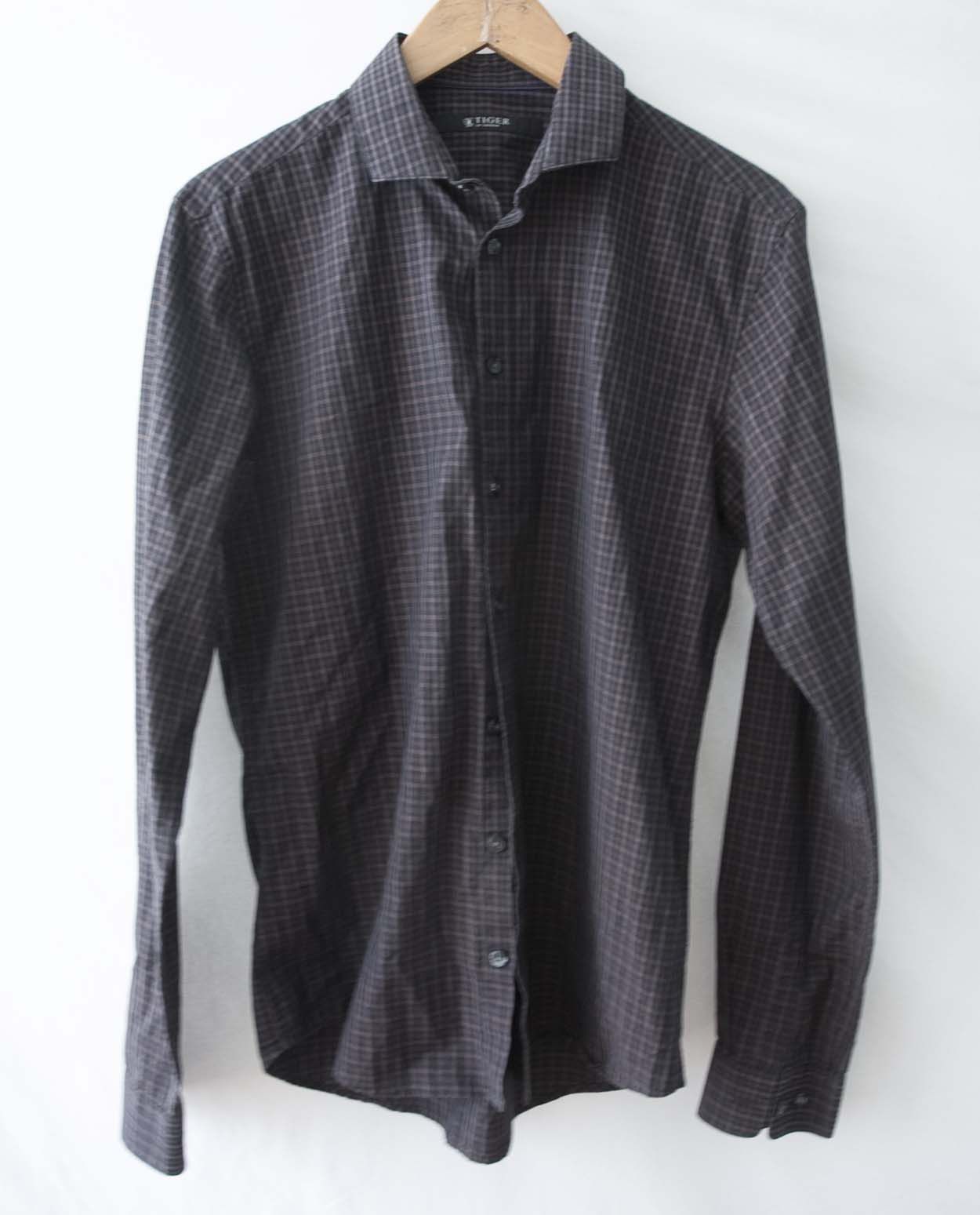 Tiger of Sweden Tiger of Sweden Shirt Size 40 Brown/ Gray Plaid Size 40R - 2 Thumbnail