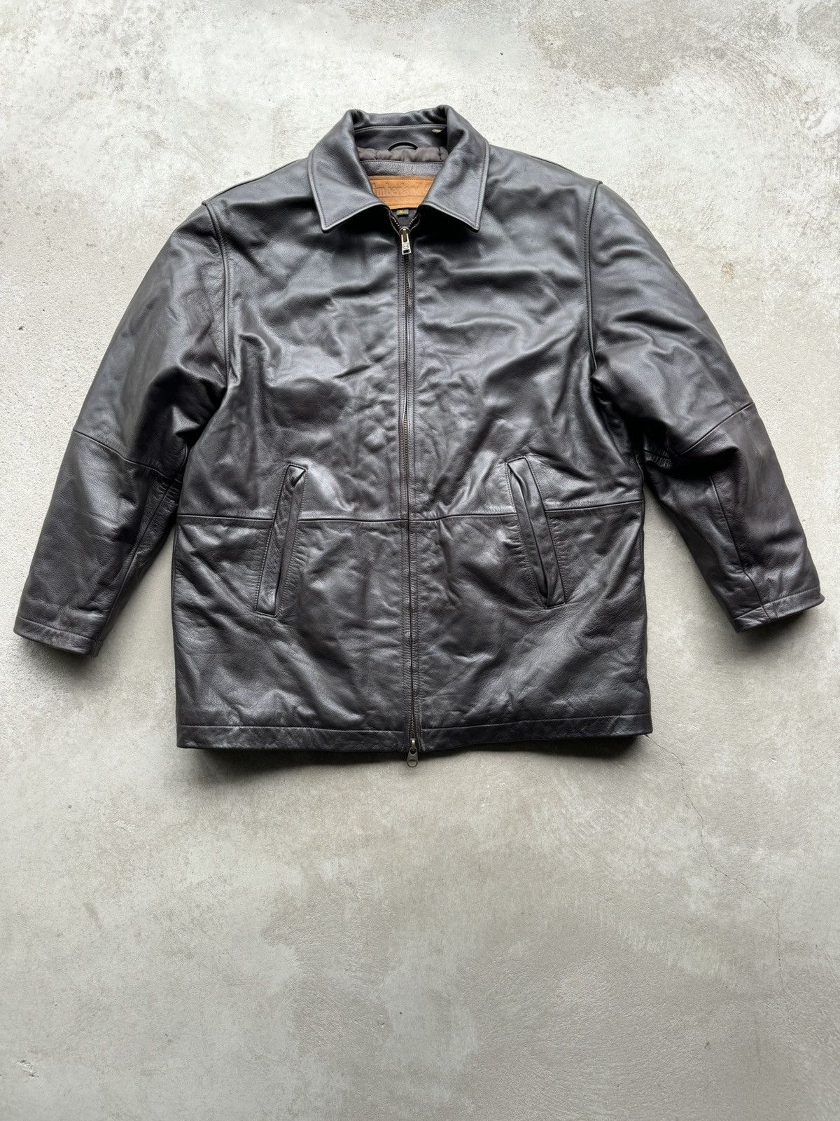 image of Timberland Vintage Leather Jacket in Chocolate, Men's (Size XL)