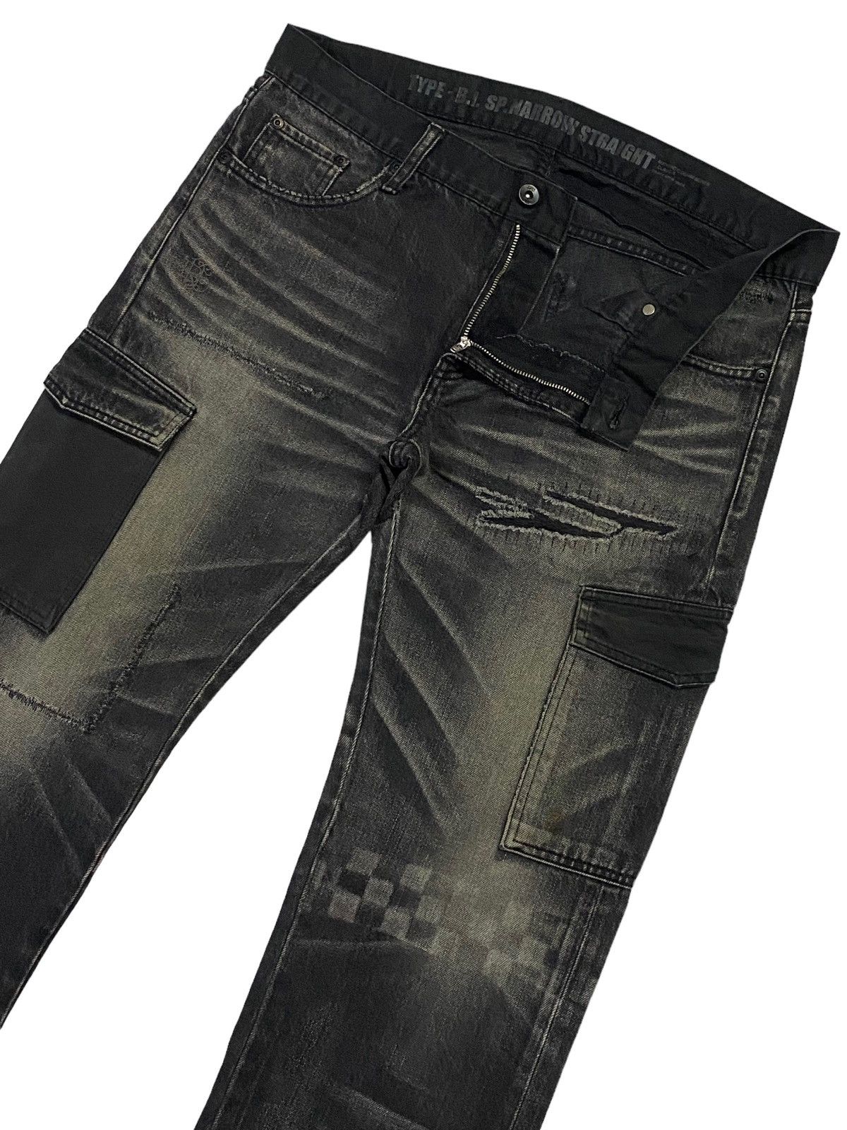 Japanese Brand × Neighborhood Neighborhood Black Icon Distressed Cargo Denim Size US 35 - 21 Thumbnail