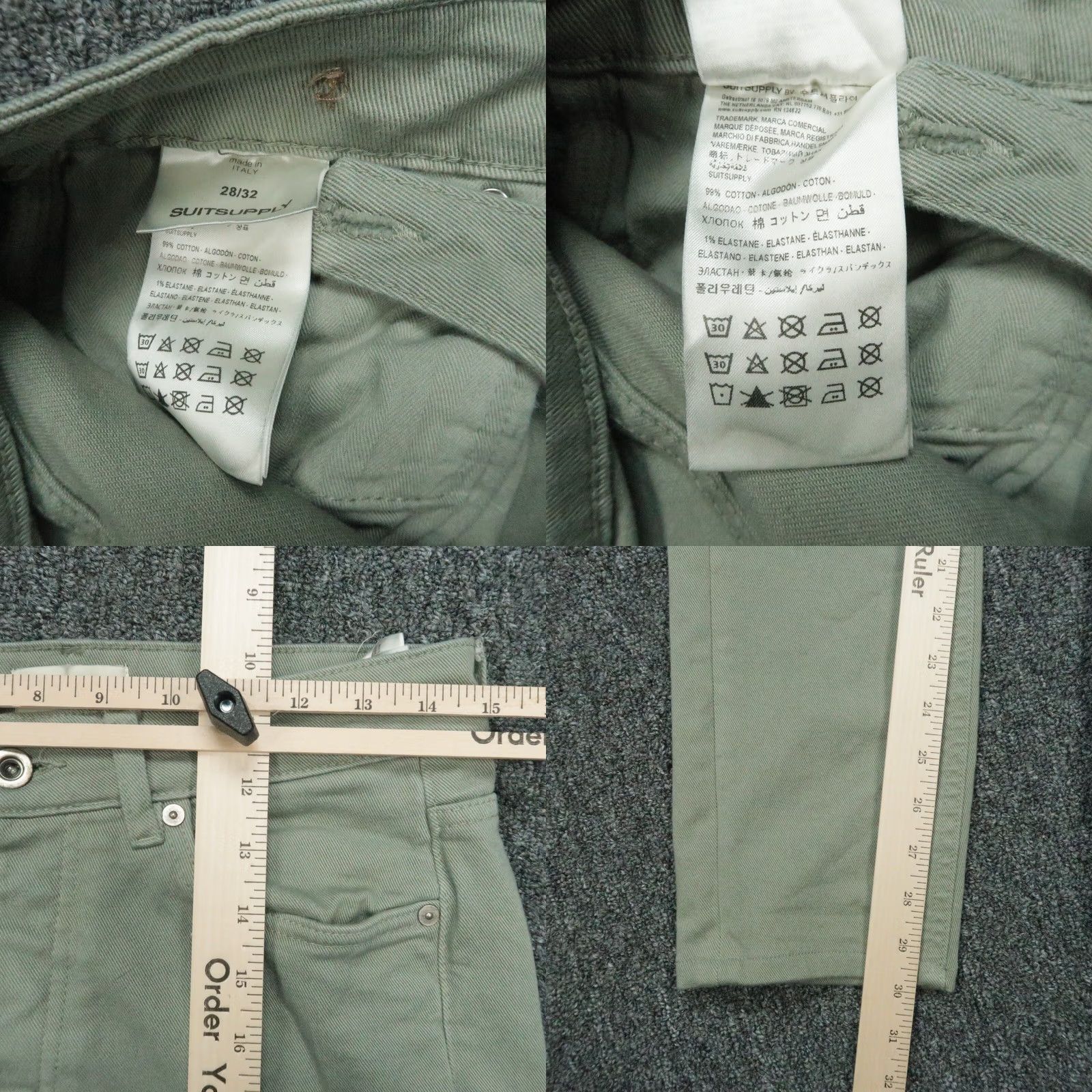 Suitsupply Suitsupply Jeans Mens 28x30 Green 5-Pocket Denim Button Fly Stretch Italy Regular Capable Size US 28 / EU 44 - 8 Thumbnail