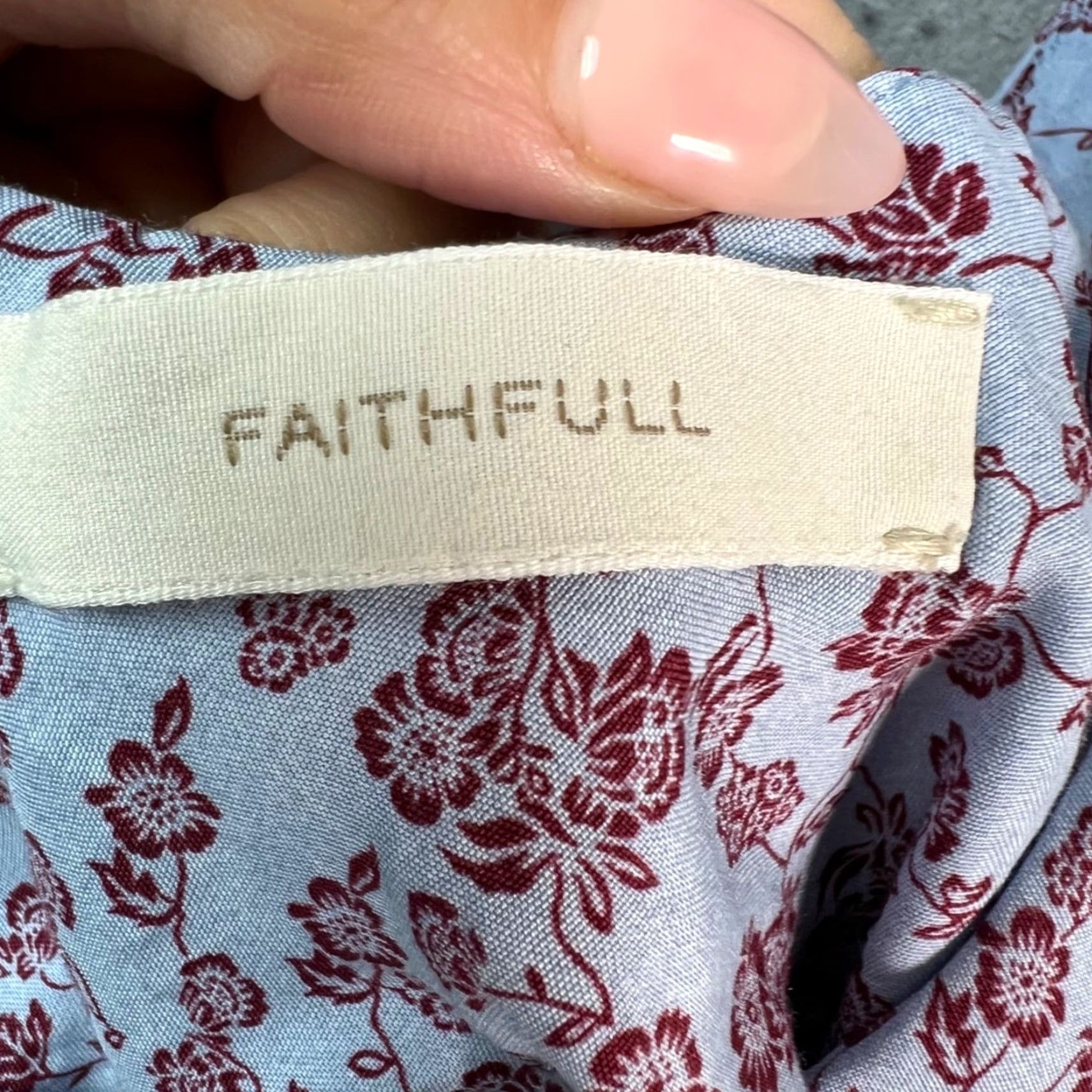 Vintage Faithfull The Brand Womens Maxi Dress Floral Sleeveless V-Neck Light Blue & Red 4 Adult Womens 4 Blue Floral Summer Spring Casual Size S / US 4 / IT 40 - 3 Thumbnail