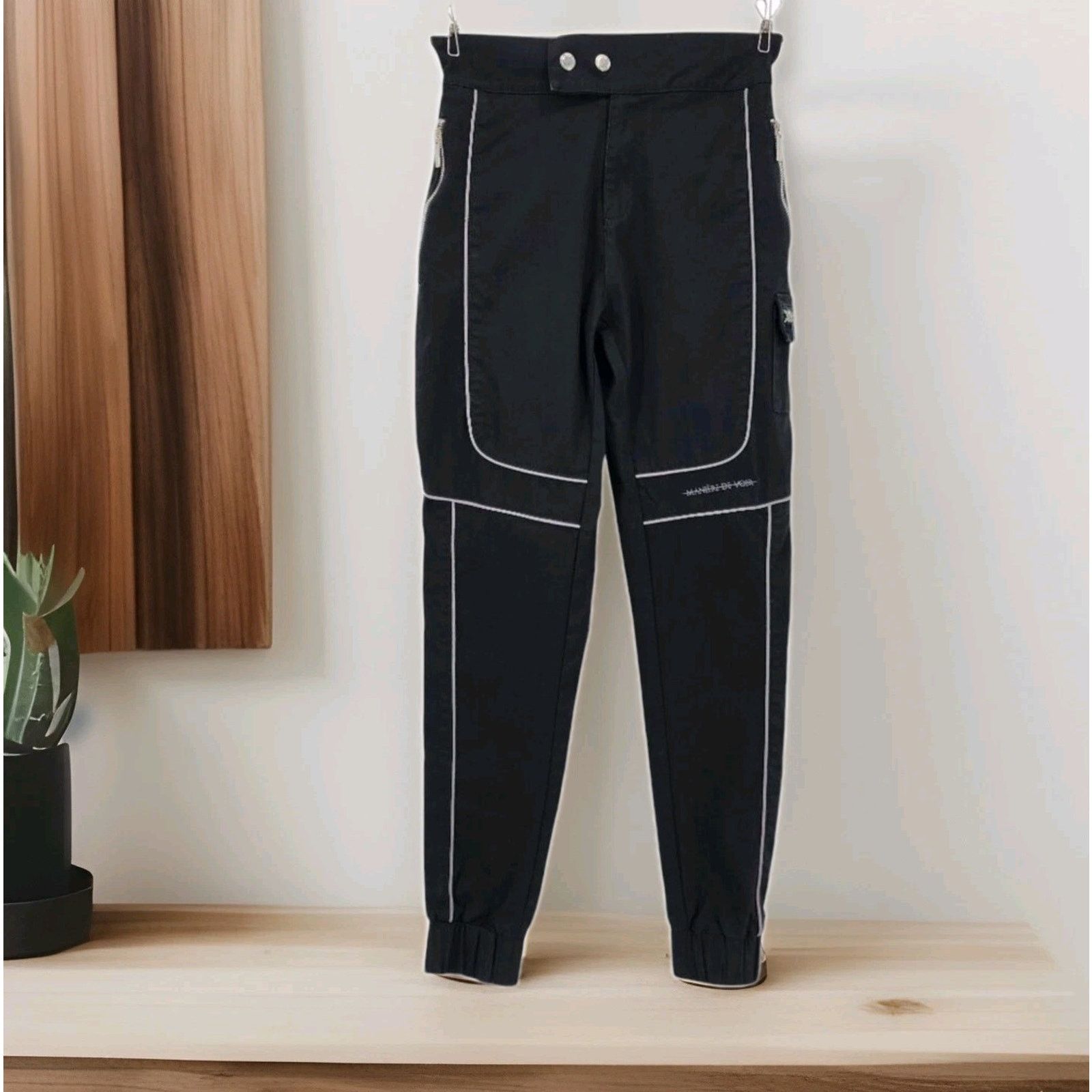 Maniere De Vior Maniere De Voir Cargo Pants Women’s Black Grunge Cotton 10 Size 32" / US 10 / IT 46 - 2 Thumbnail