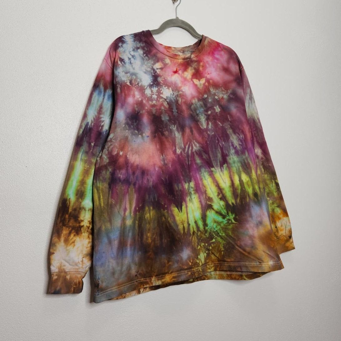 George Custom SNOW Tie Dye Long Sleeve Hippie Groovy Art Earth Tone Size US XXL / EU 58 / 5 - 2 Thumbnail