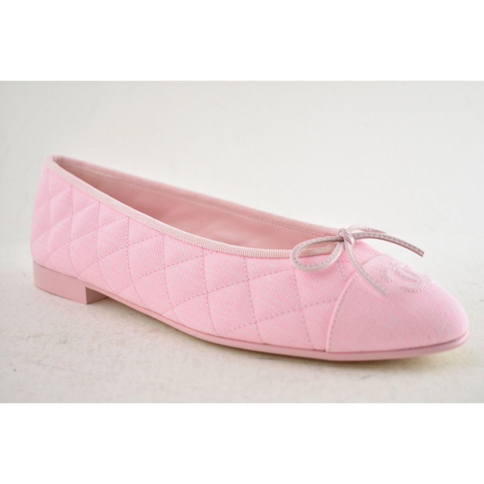Chanel Chanel Light Pink Denim Quilted CC Bow Ballet Flat 39 Size US 8 / IT 38 - 6 Thumbnail