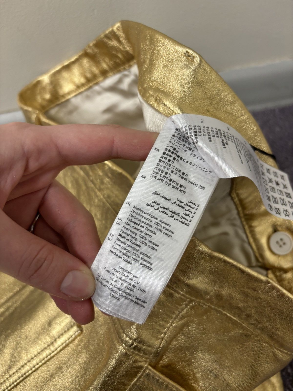 Sandro Sandro Paris NWT Women’s Metallic Gold Lamb Leather Pants Size 30" / US 8 / IT 44 - 17 Thumbnail