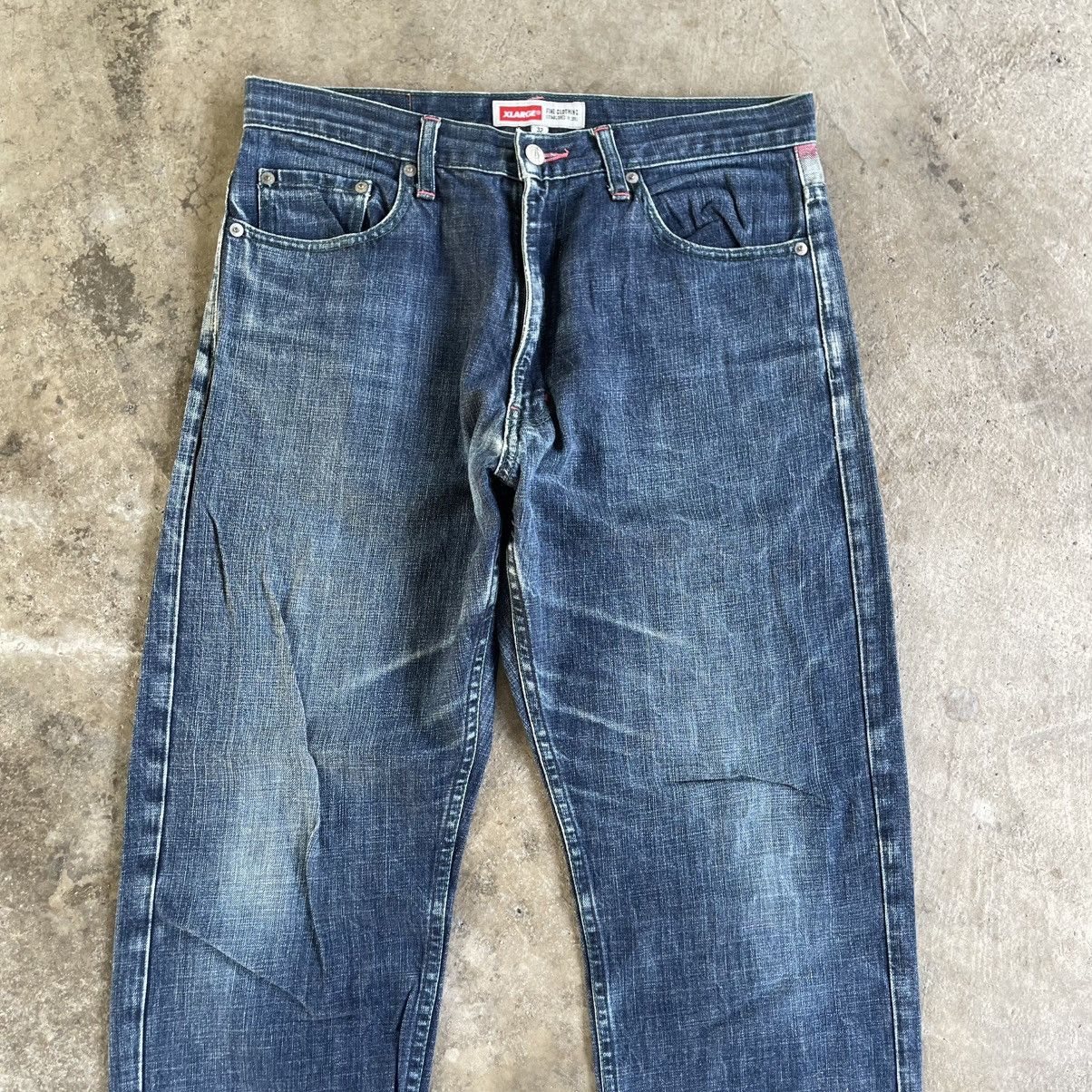 Vintage × Xlarge 🔥XLarge Stoned Washed Sick Skate Design Inside Denim Jeans Size US 33 - 2 Thumbnail