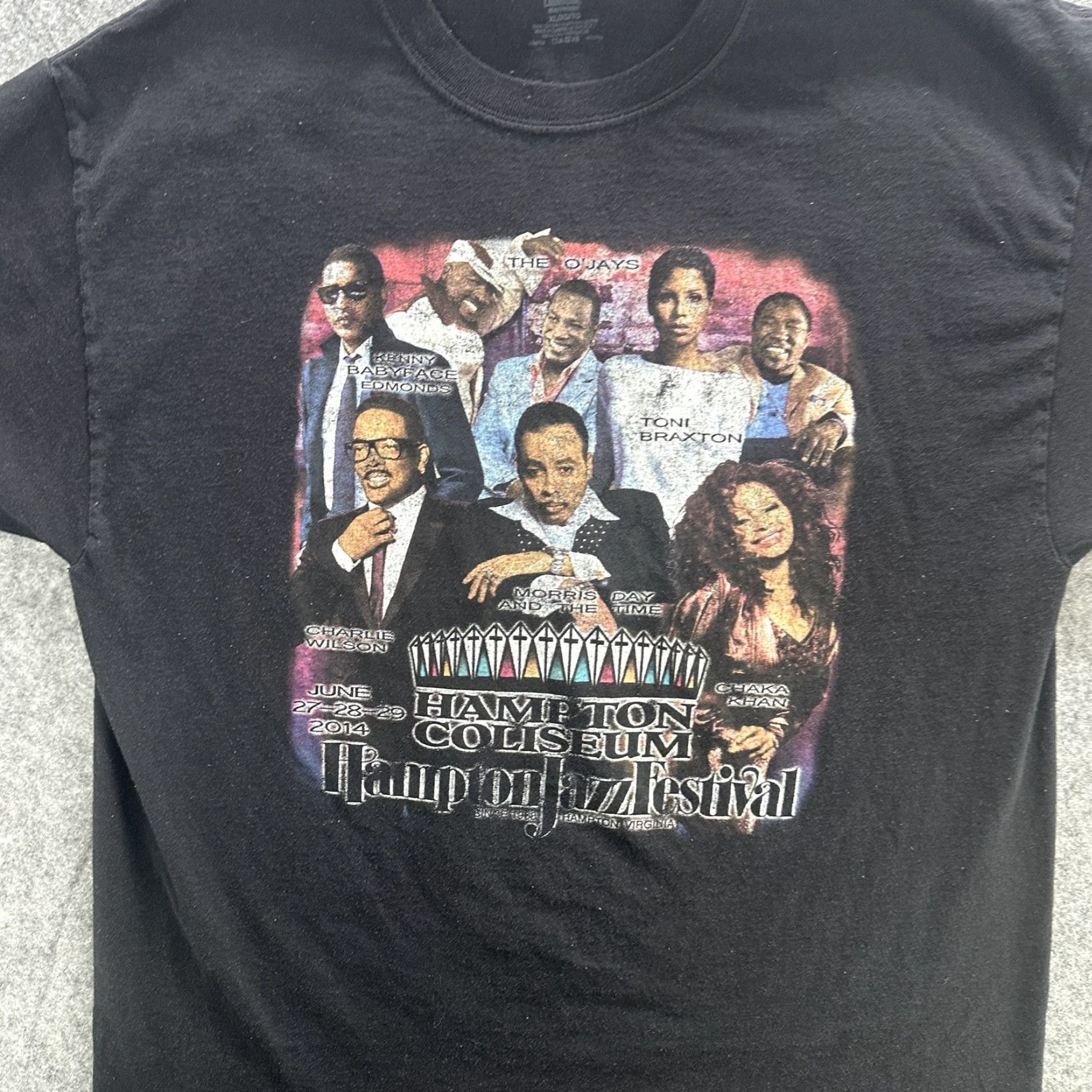 Hanes VINTAGE Hampton Jazz Festival 2014 T-Shirt Mens XL Black Concert Tee Graphic Print Music Festival 90s 2010s Size US XL / EU 56 / 4 - 3 Thumbnail